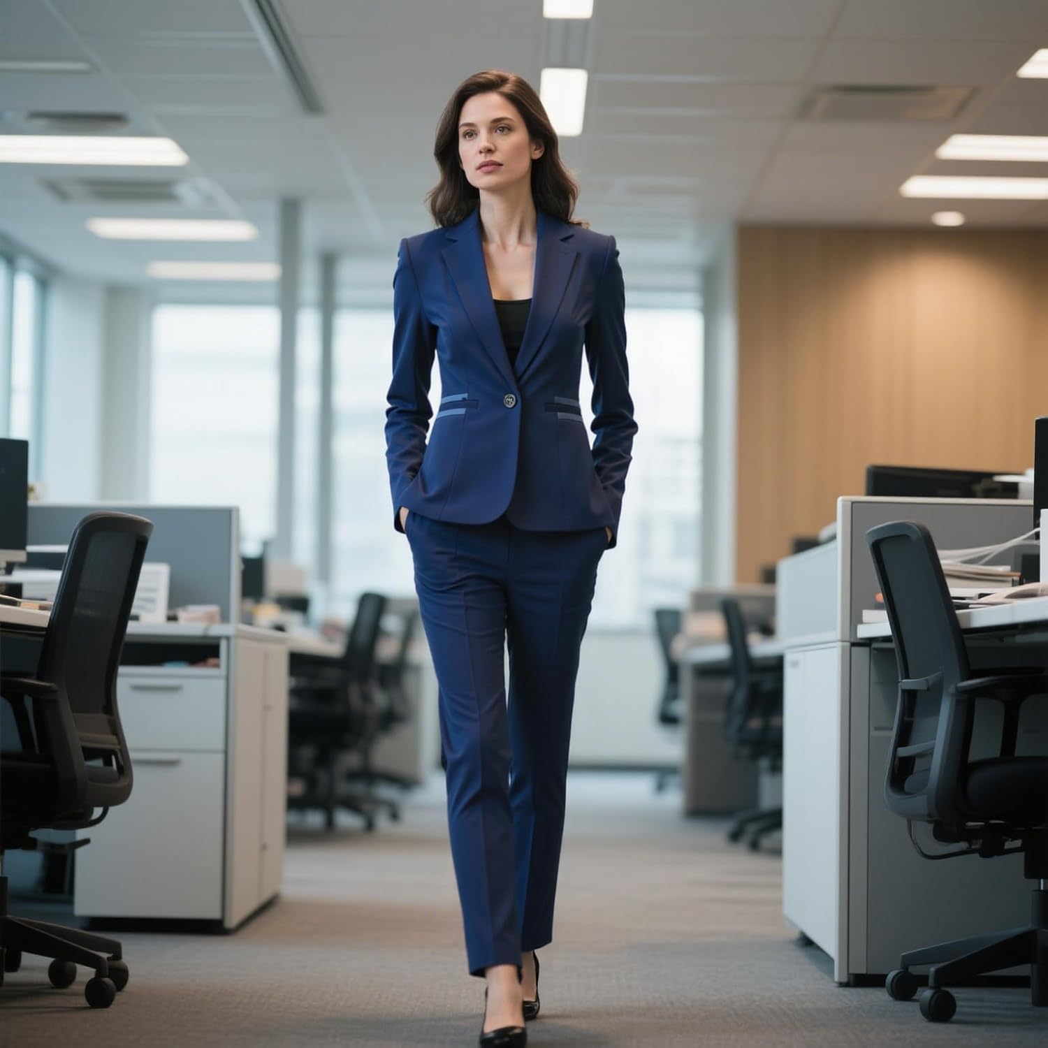 Women's 2 Piece Suit One Button Dressy Blazer Pants Suit Set Business Casual Outfits - Image 6