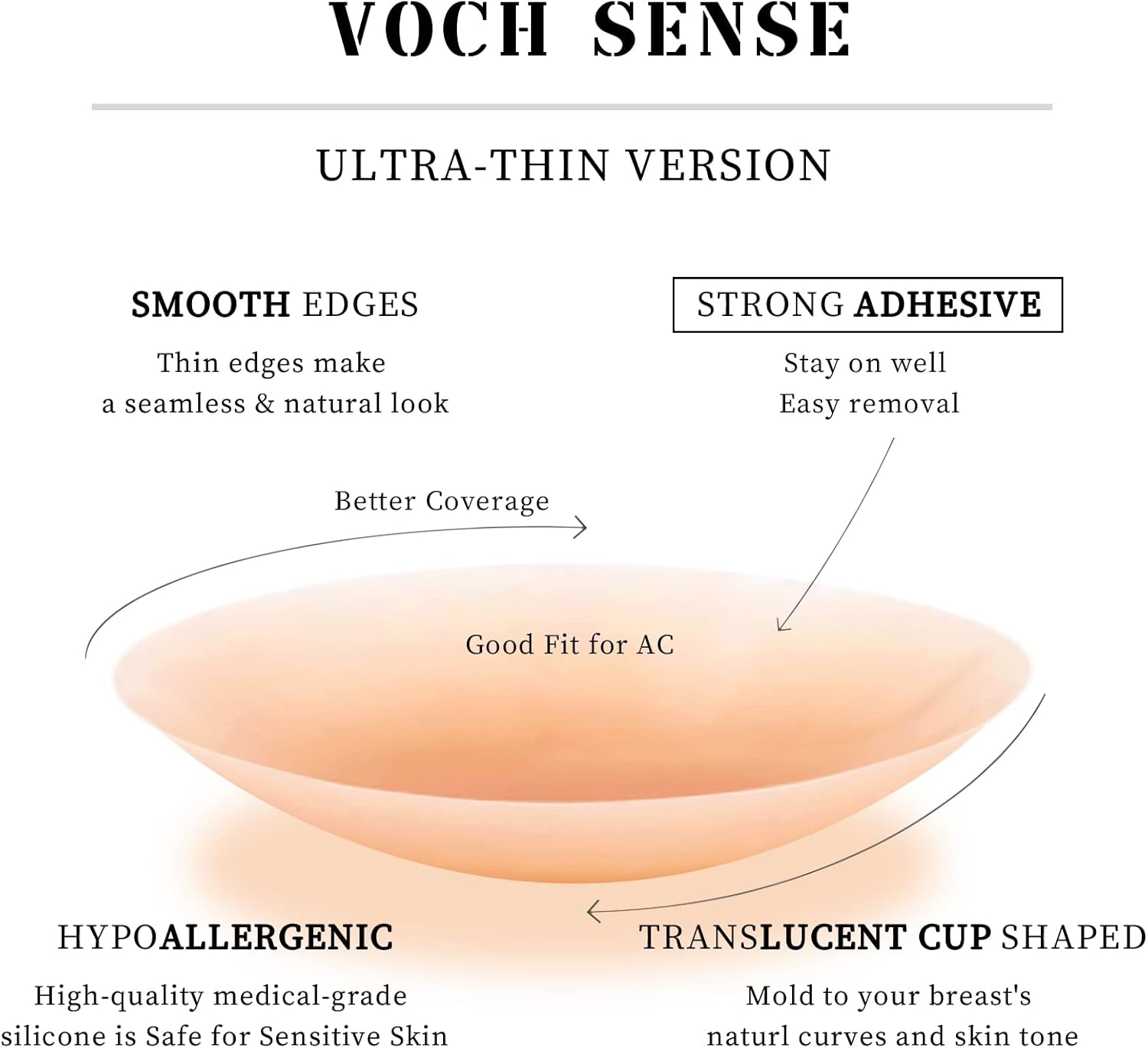 VOCH GALA Nipple Covers 2 Pairs-Seamless and Sheer Adhesive Silicone Nipple Pasties for Women Reusable, Sticky Breast Petals - Image 3