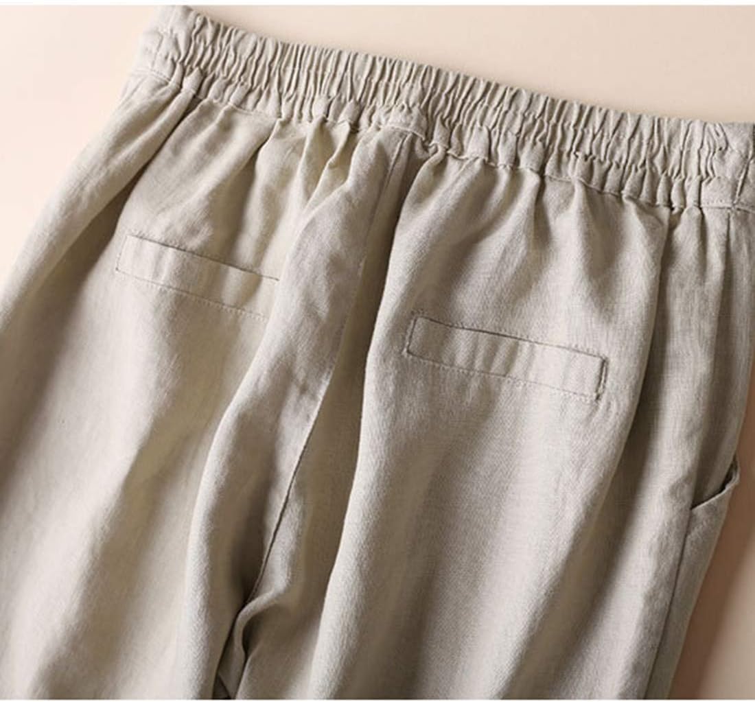 Tanming Linen Pants for Women Summer Casual High Waisted Drawstring White Beach Pant - Image 5