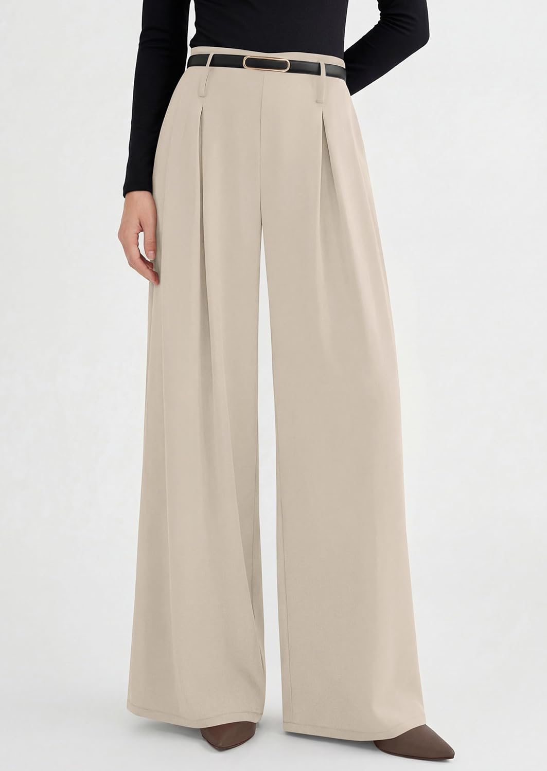 PRETTYGARDEN Womens Wide Leg Trousers 2026 Elastic High Waisted Dress Pants Pleated Slacks Flowy Business Work Palazzo Pants - Image 5