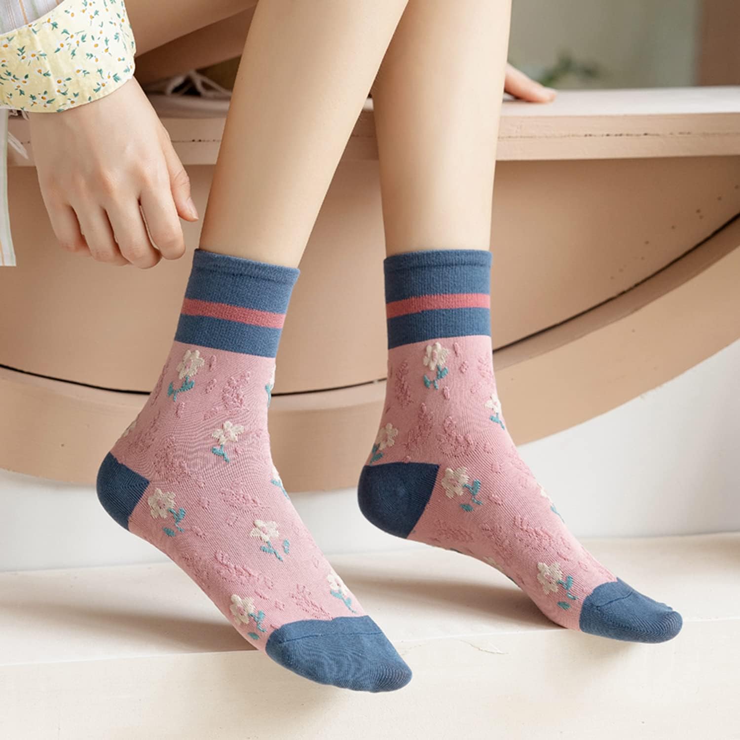 Womens Crew Socks Casual Cotton Socks Cute Fun Novelty Girl Thin Dress Socks 3/5/6 Pack - Image 6