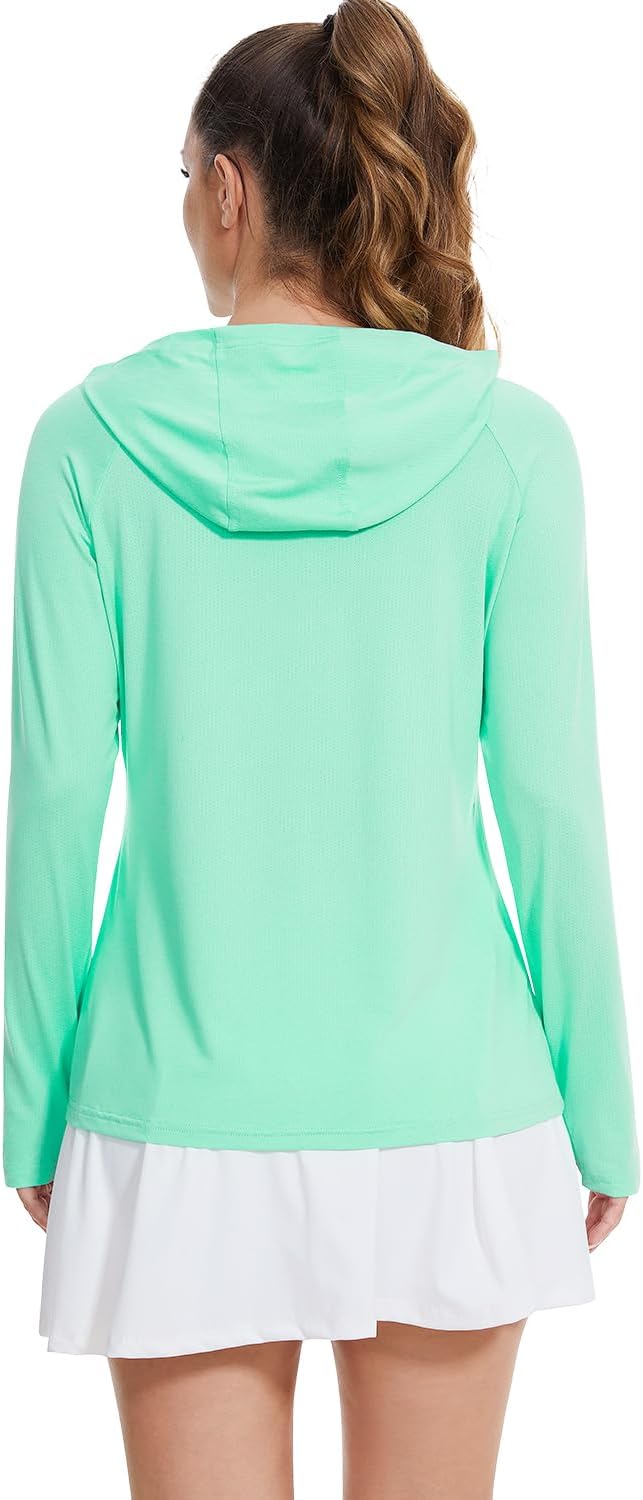 Femdouce 3 Pack UPF 50+ Sun Protection Hoodie for Women Athletic Long Sleeve Hoodie Shirt Lightweight with Thumb Hole - Image 3