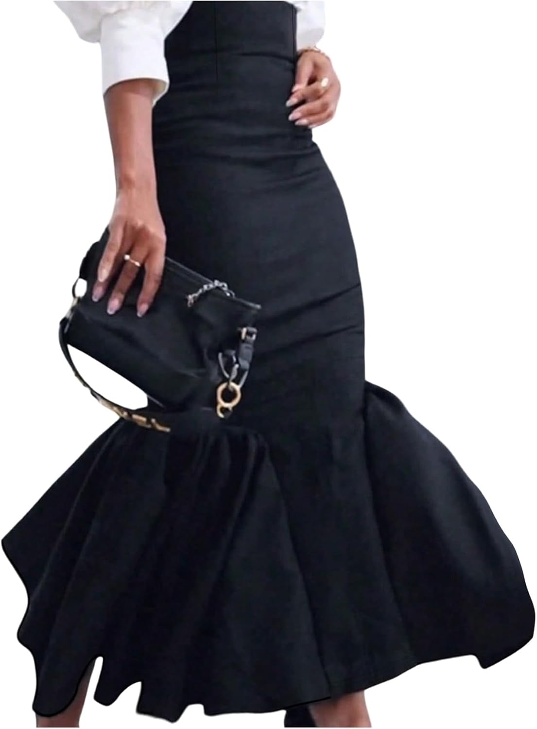 GORGLITTER Women's Ruffle Bodycon Maxi Skirts Fishtail High Waisted Pencil Long Going Out Skirts