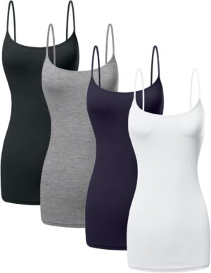 Long Cotton Camisole Spaghetti Stra...