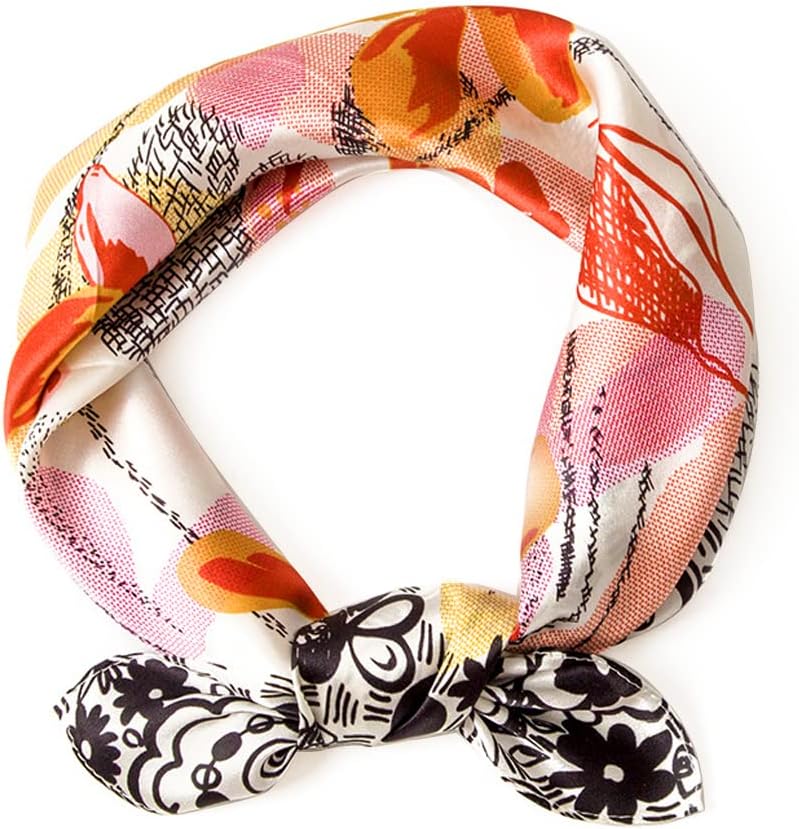 MEISEE Mulberry Silk Scarfs Women Small Square Scarf 21" x 21" Breathable Lightweight Neckerchief Headscarf