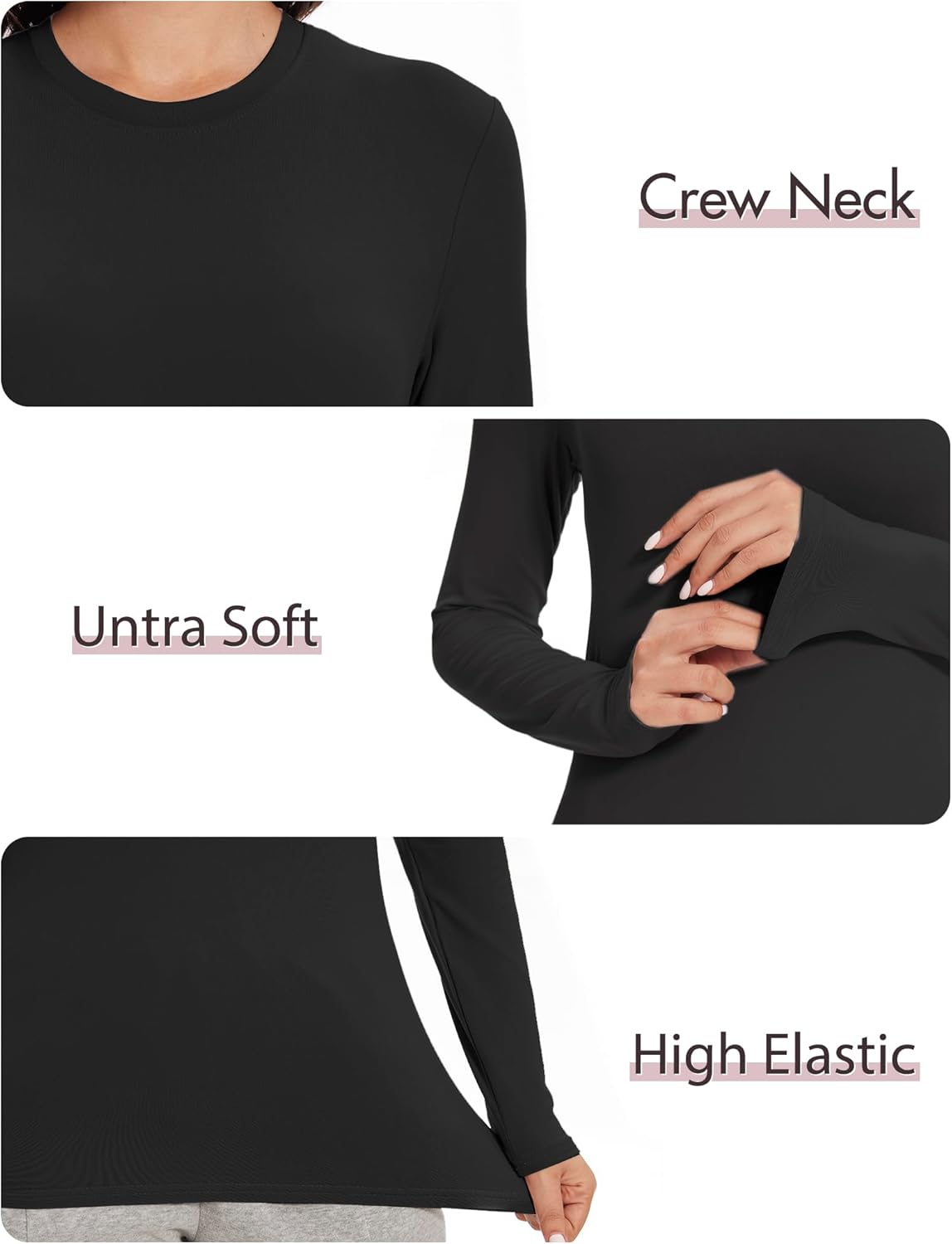 Kinglaman 4 Pack Womens Long Sleeve Shirts Tops Loose Fit Basic Crew Neck Tee T Shirts Ultra Soft Blouses Tops - Image 5