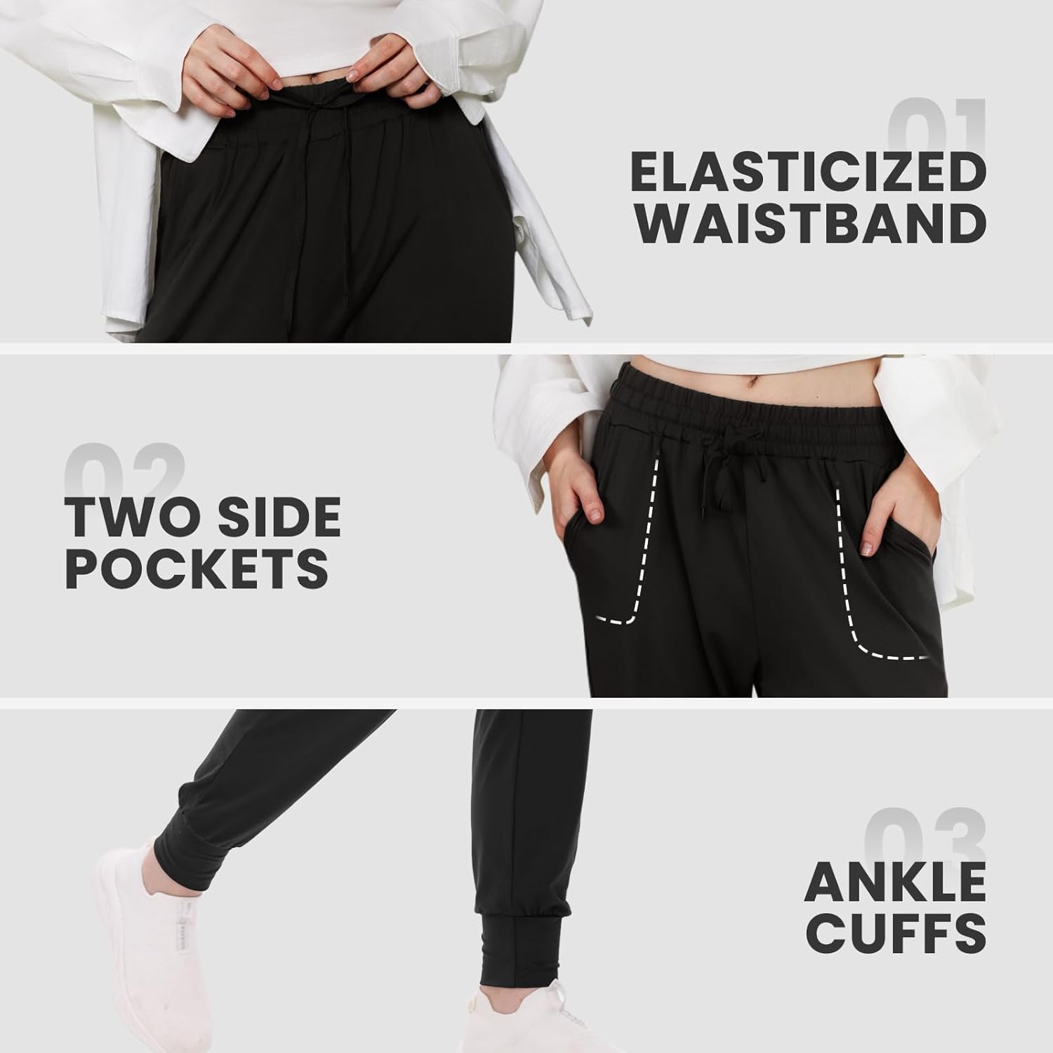 TNNZEET Women's Joggers with Pockets - High Waisted Sweatpants Tapered Leg Drawstring Lightweight Athletic Pants - Image 4