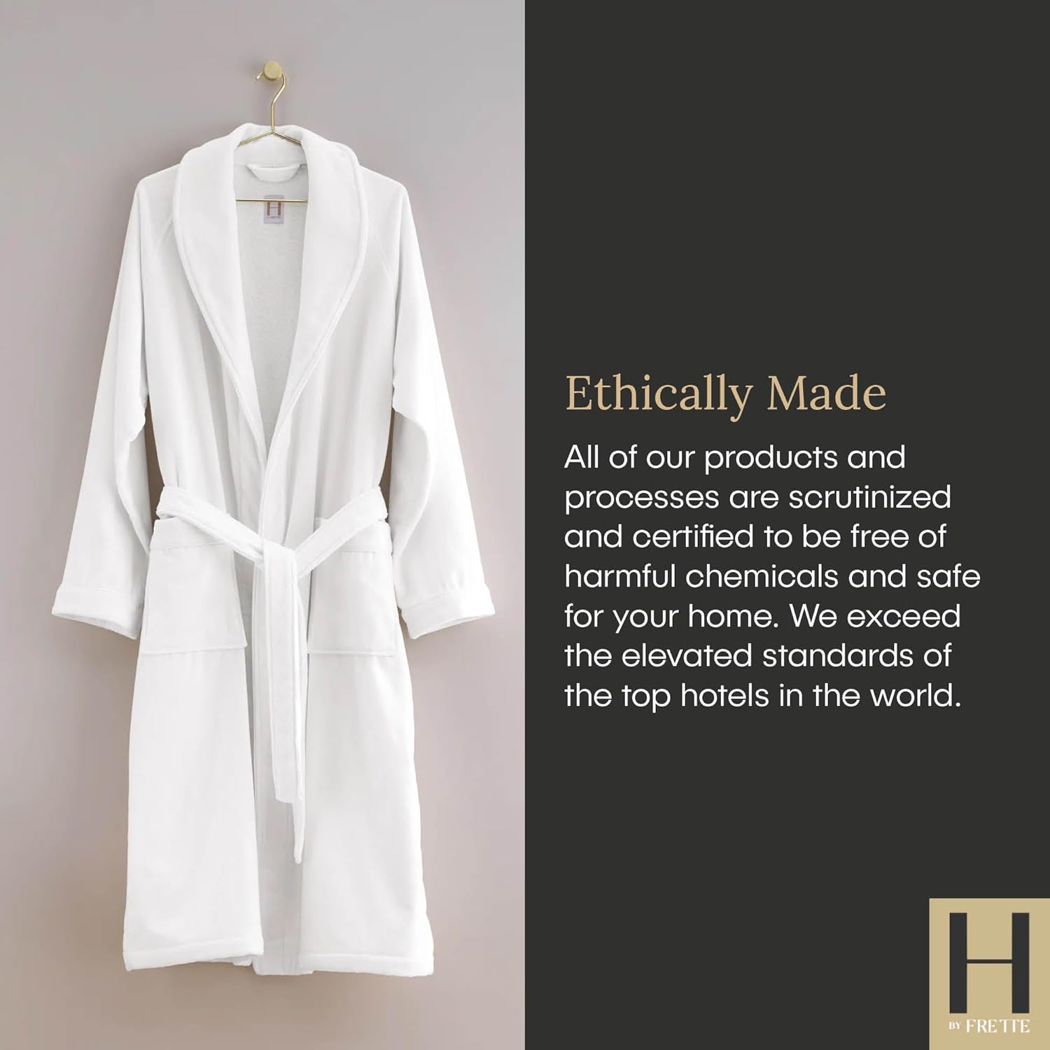 H by Frette Shawl Collar Bathrobe with Piping - Image 5