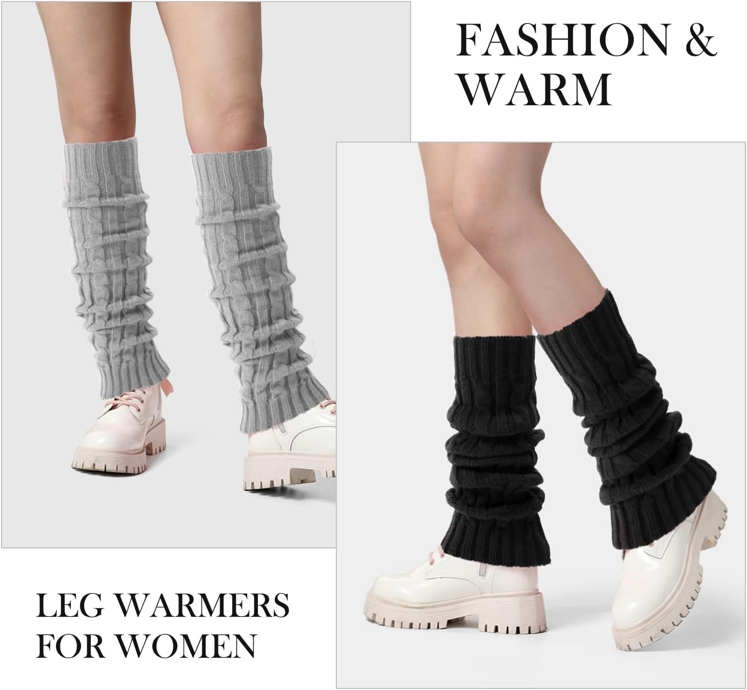 Pleneal Leg Warmers for Women - 1/2/3 Pairs Fashion Cable Knit Warm Leg Warmers 80s Accessories for Party Sports Yoga - Image 2