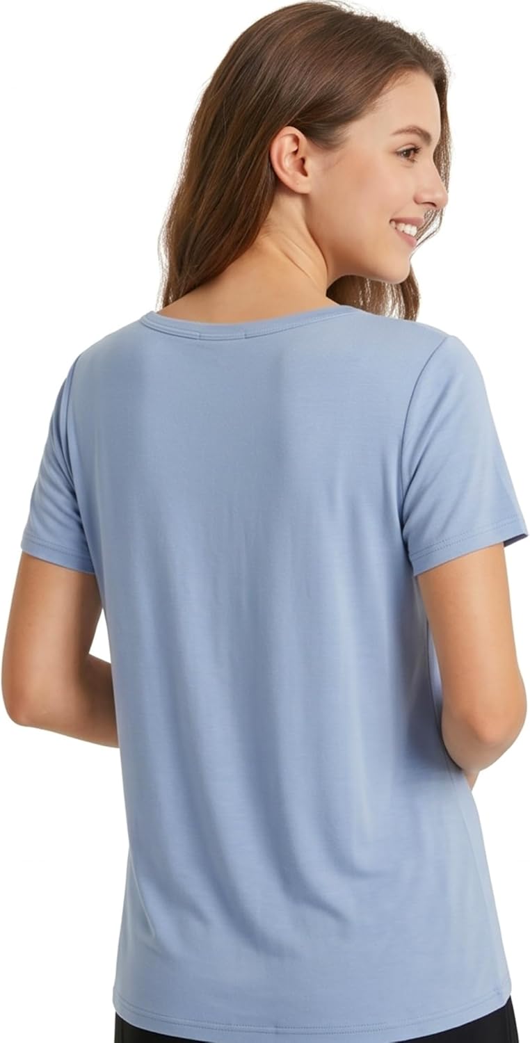 Sleep Shirts for Women - Pajama Tops for Women,Modal Round Neck Solid Color Pajamas Top - Image 5
