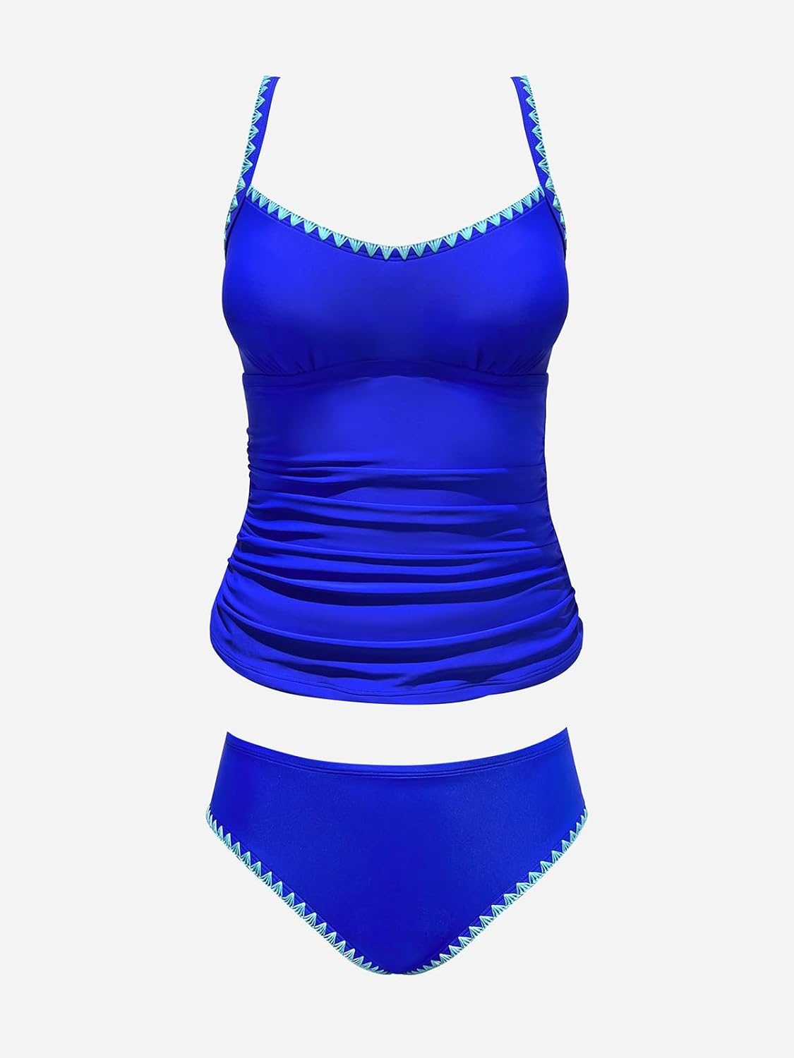 CUPSHE Women's Tankini Sets Two Piece Swimsuit Scoop Neck Tummy Control Adjustable Straps Shell Stitched - Image 5