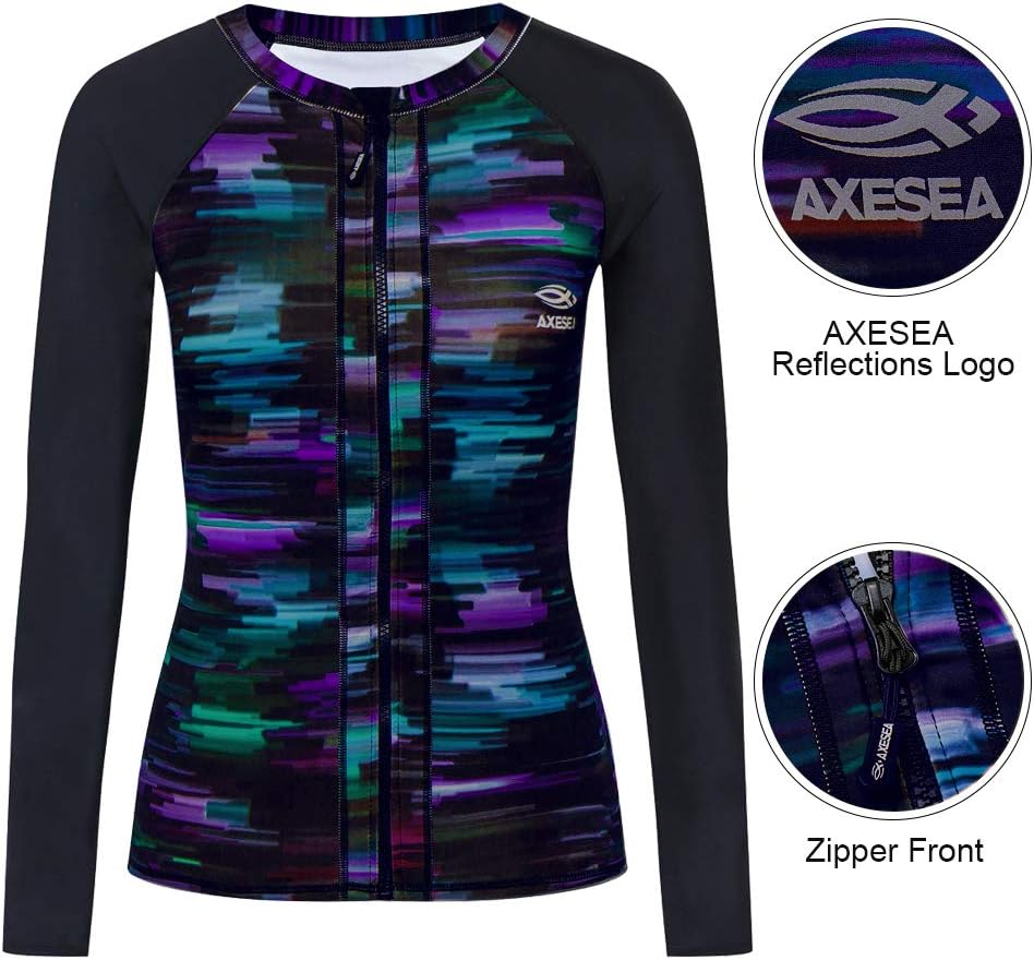 AXESEA Women's Rash Guard Tops Long Sleeve Bathing Suits Printed UV Sun Protection Swim Shirt - Image 4