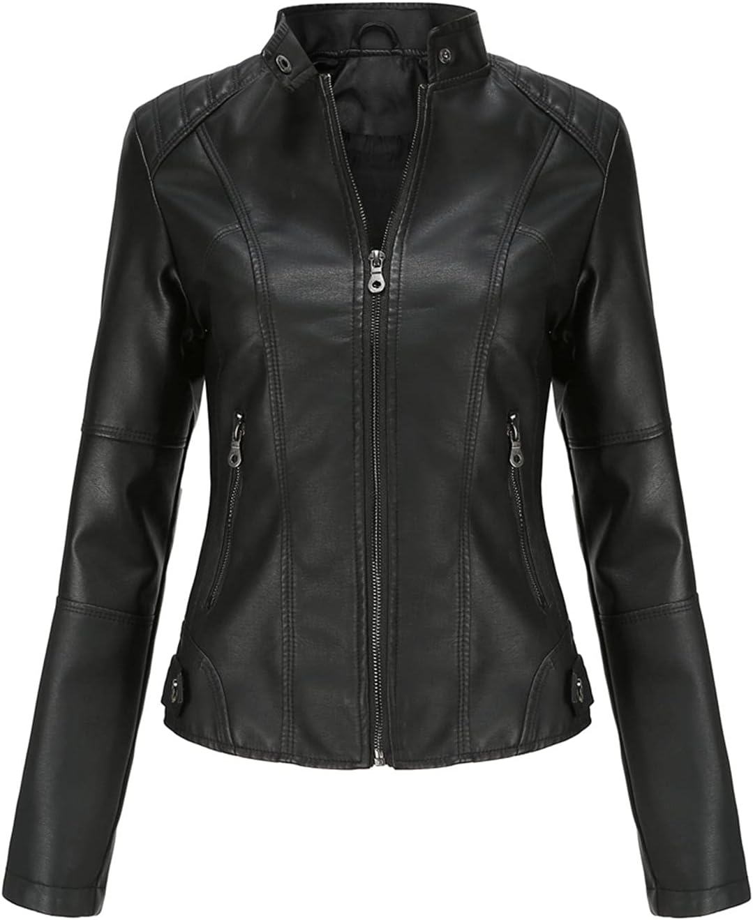 DEAR MODEL Faux Leather Jacket Women Bomber Jacket Women's Belted Motorcycle Jacket - Image 7