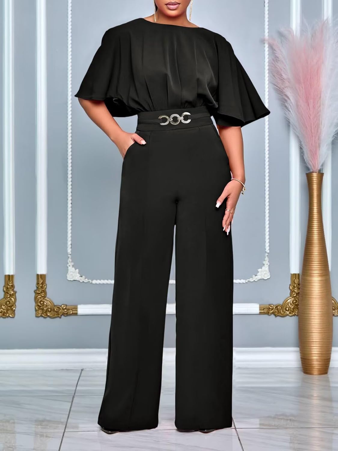 acelyn Elegant Jumpsuit for Women Dressy Sexy Plus Size Wide Leg Pant Suit One Piece Party Outfits - Image 2