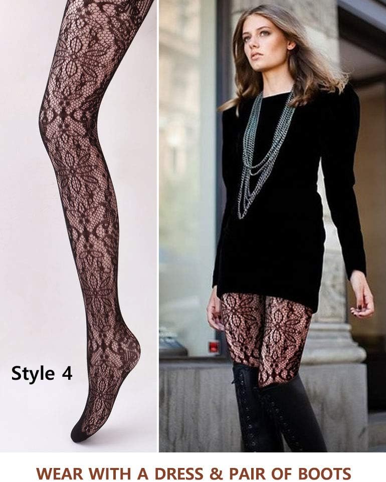 VERO MONTE Women Patterned Fishnet Tights Black Fishnets Net Stockings Pantyhose - Image 5