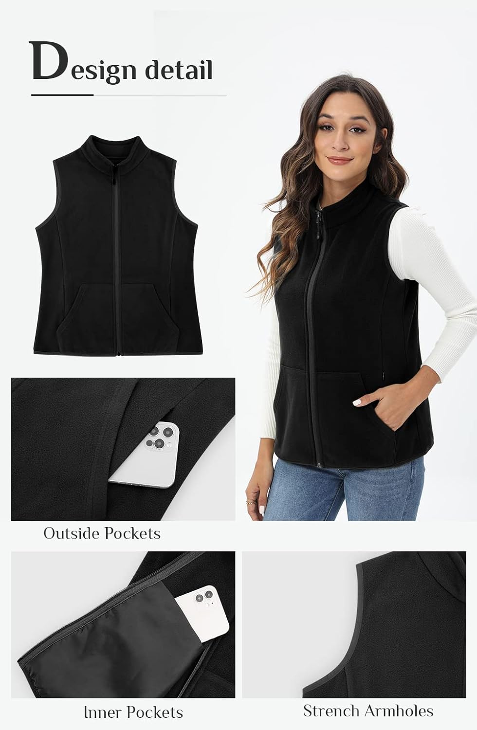Xeoxarel Women's Fleece Vest with 6 Pockets (XS-2XL) - Image 5