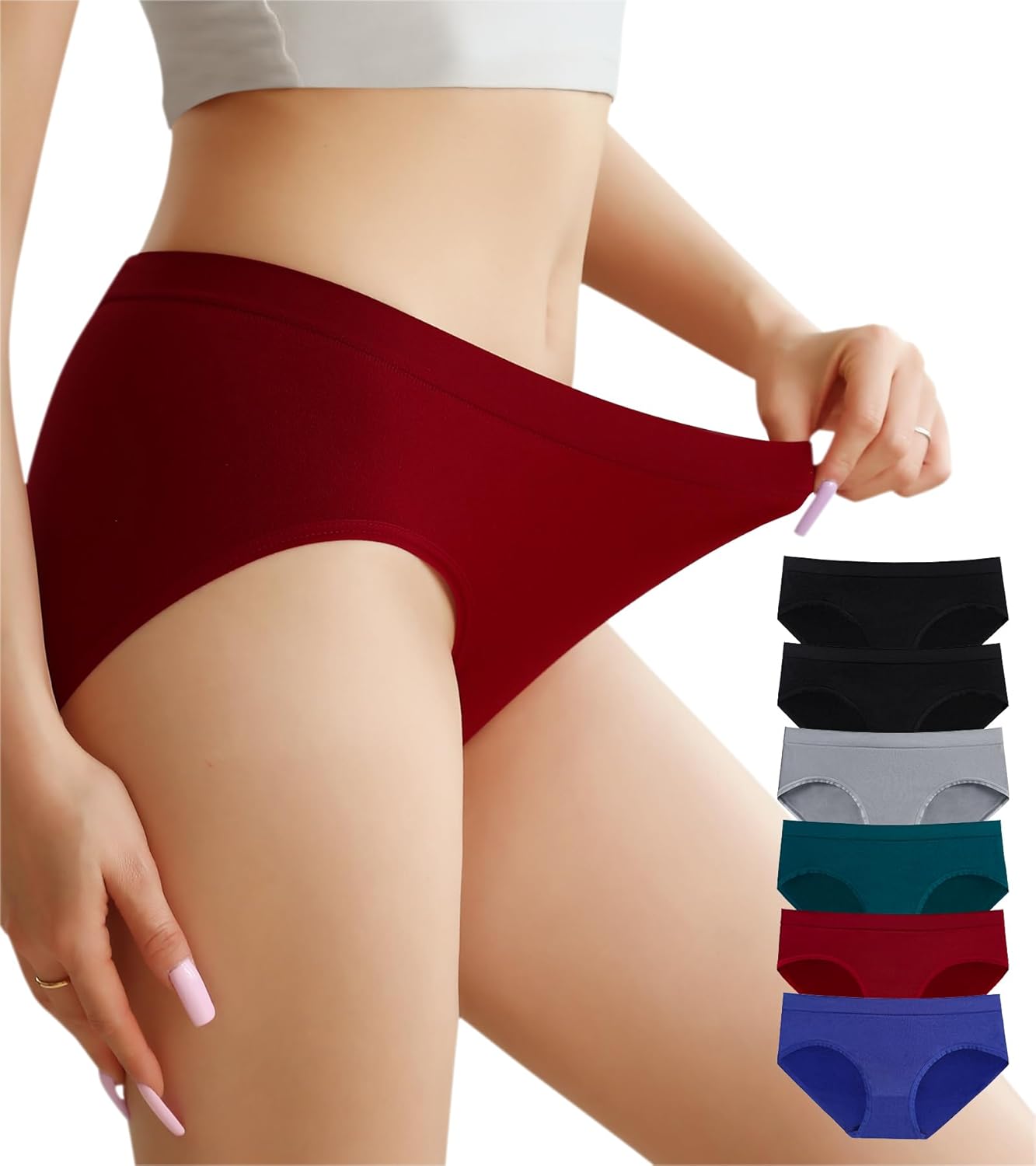 OLIKEME Women's Underwear Wicking Stretch Hipster Panties for Women Breathable Full Coverage No Show Underwear 6 Pack