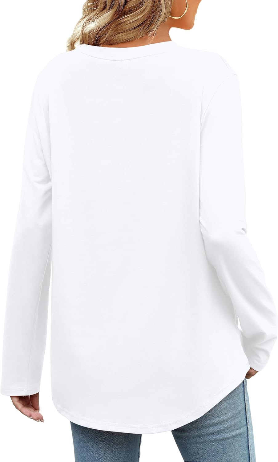 Elesomo Womens Shirts Casual Crew Neck Short/Long Sleeve Tunic Tops Tees - Image 4