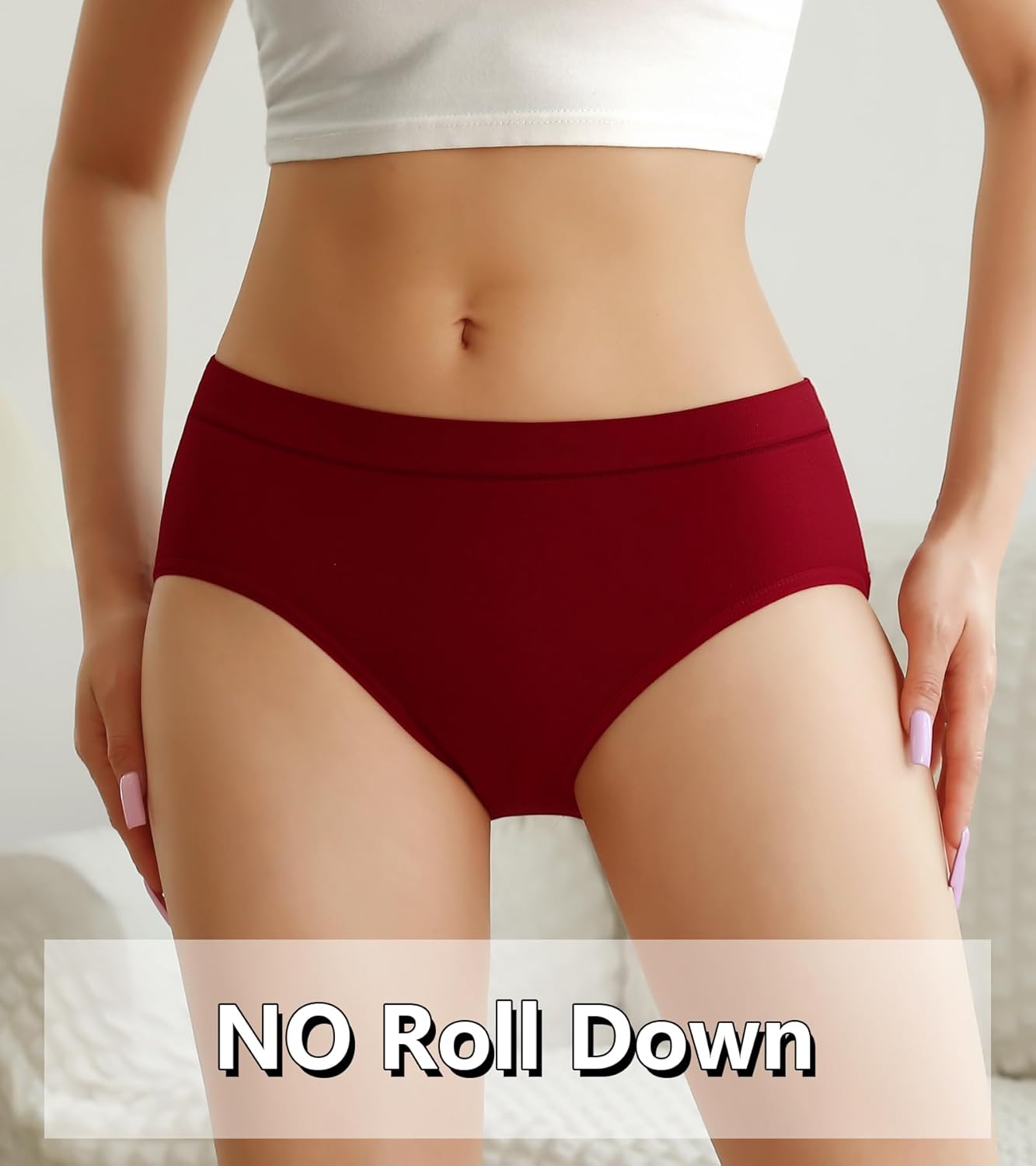 OLIKEME Women's Underwear Wicking Stretch Hipster Panties for Women Breathable Full Coverage No Show Underwear 6 Pack - Image 3