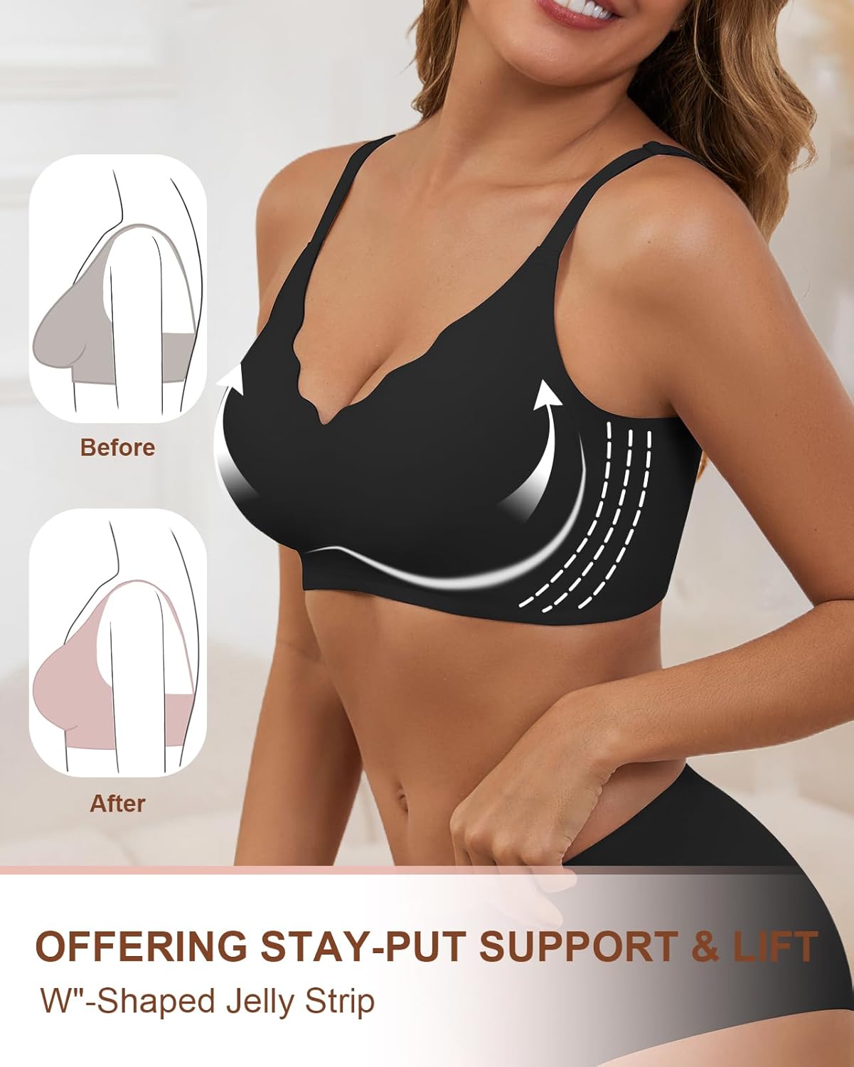 Womens Wireless Bras Push Up Bralette Supportive Everyday Bras Seamless Full Coverage Comfort T-Shirt Bra - Image 3