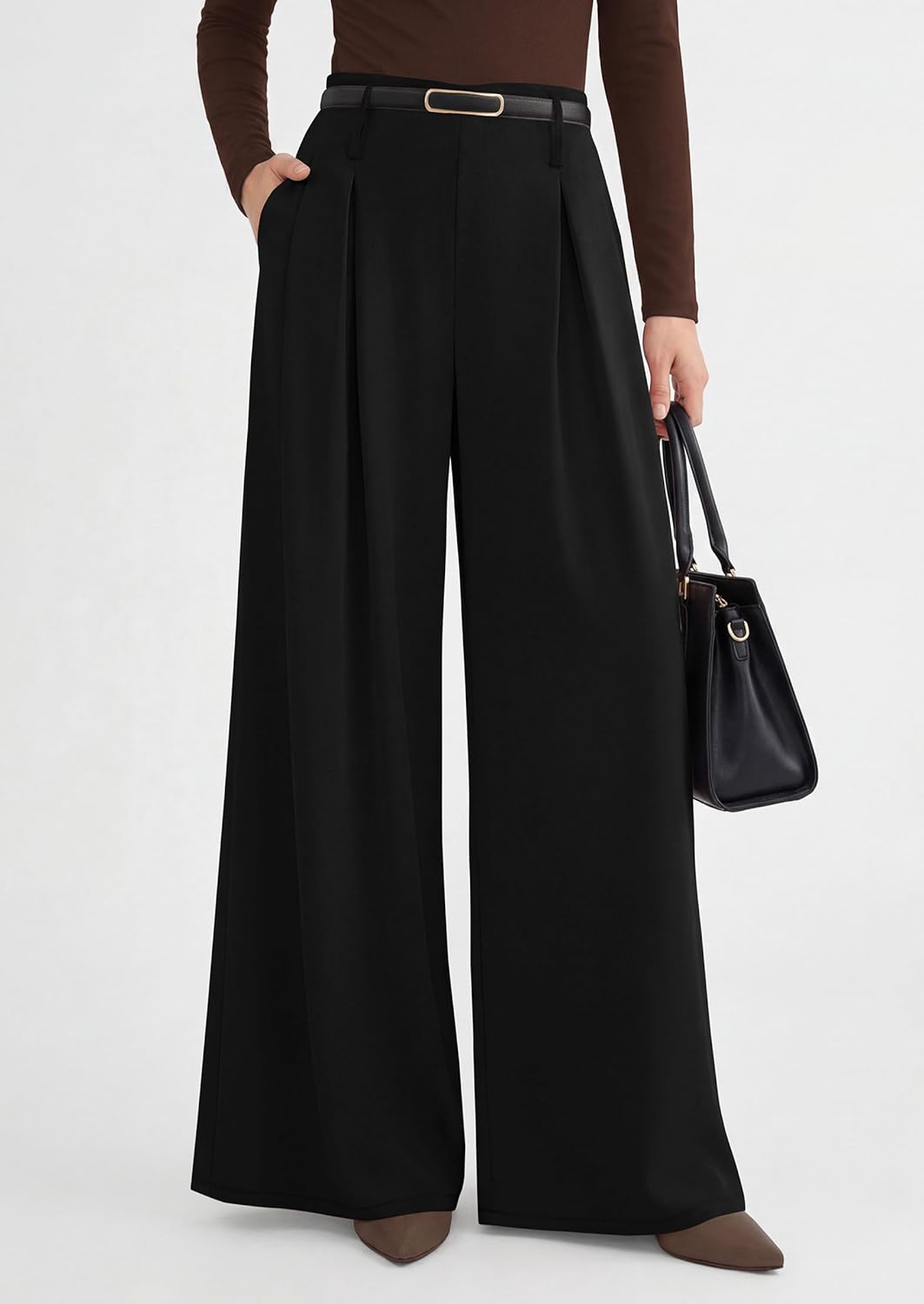 PRETTYGARDEN Womens Wide Leg Trousers 2026 Elastic High Waisted Dress Pants Pleated Slacks Flowy Business Work Palazzo Pants - Image 2