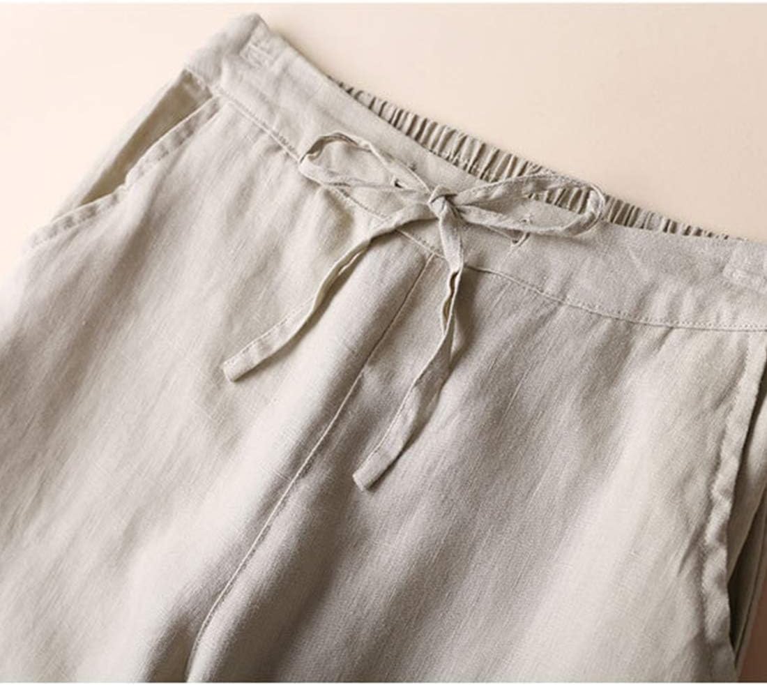 Tanming Linen Pants for Women Summer Casual High Waisted Drawstring White Beach Pant - Image 4