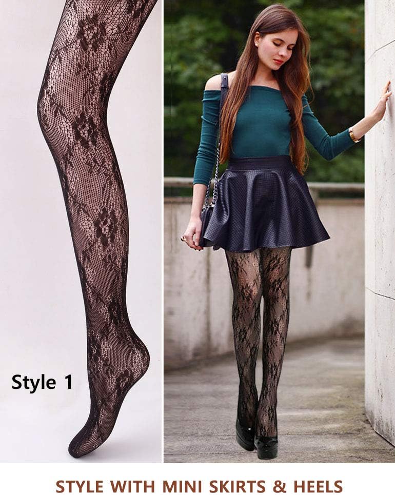VERO MONTE Women Patterned Fishnet Tights Black Fishnets Net Stockings Pantyhose - Image 2