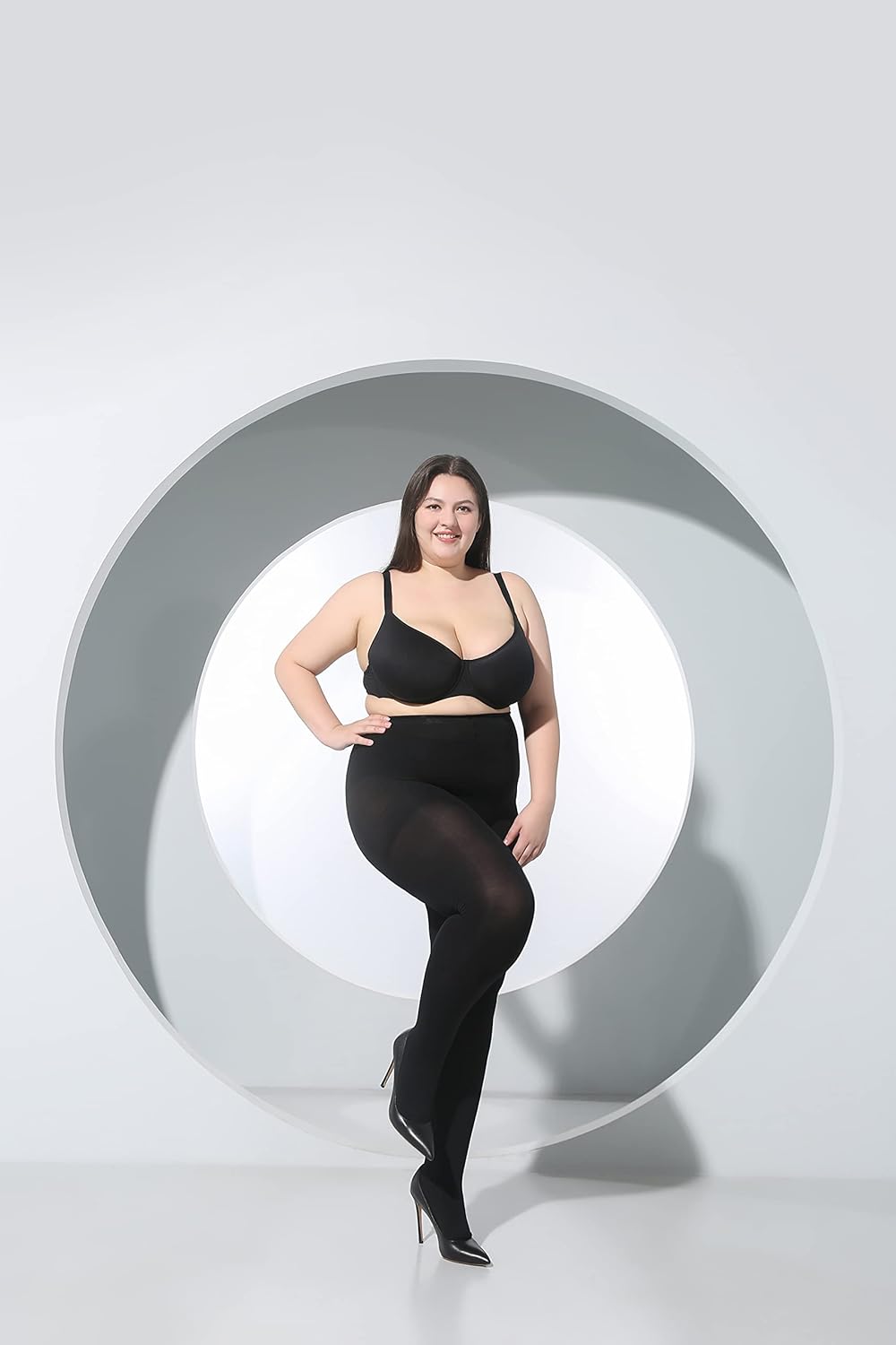 MOOCHI 2 Pairs Women's Plus Size Opaque Tights Control Top High Waist Ultra Soft Elastic - Image 3