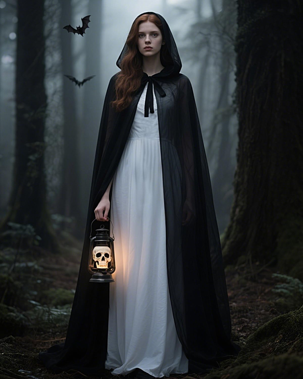 Chiffon Hooded Cloak Medieval Renaissance Fantasy Cape for Women - Image 2