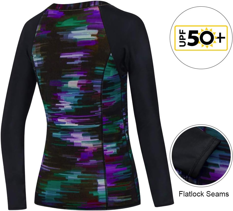 AXESEA Women's Rash Guard Tops Long Sleeve Bathing Suits Printed UV Sun Protection Swim Shirt - Image 5