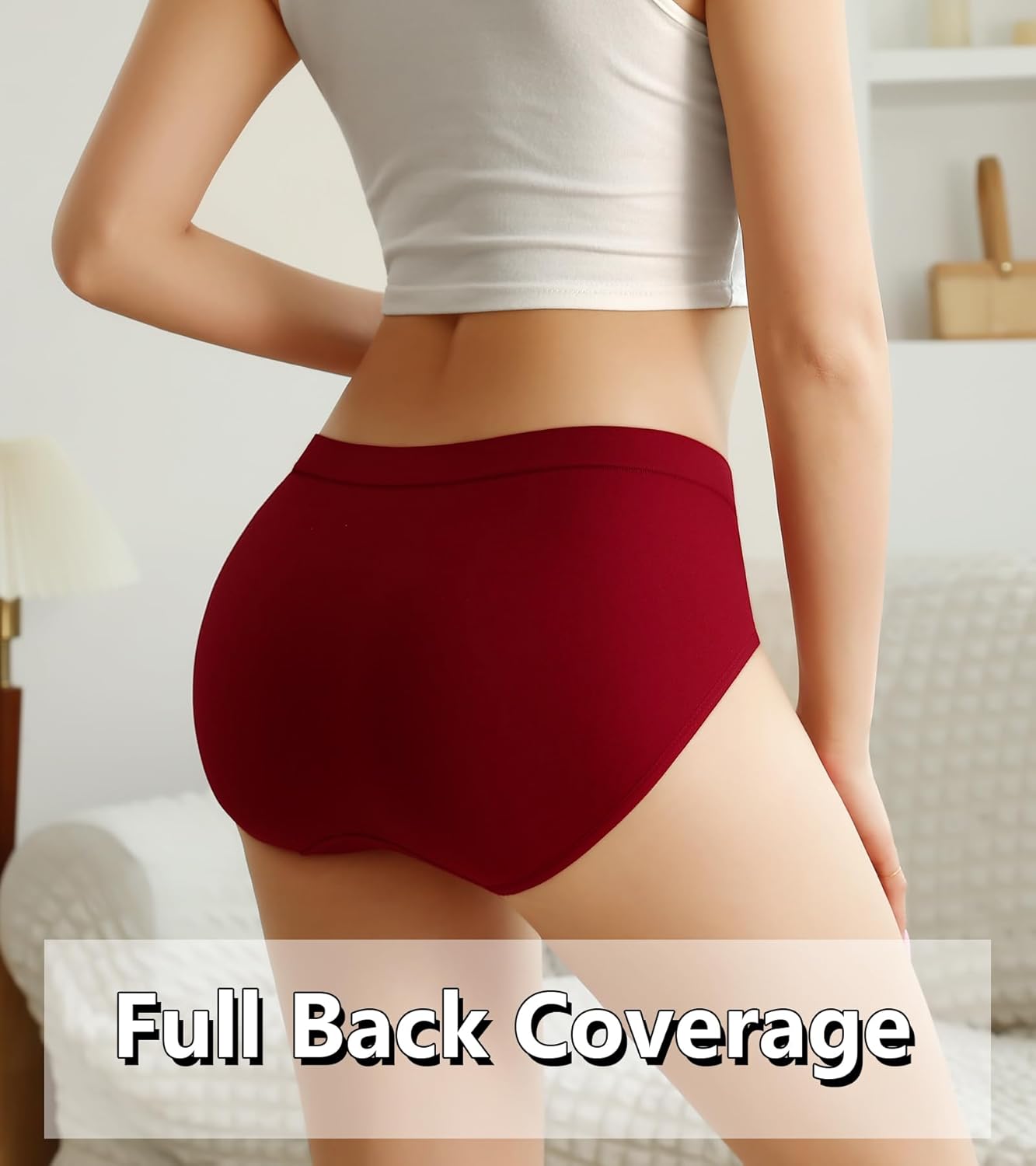 OLIKEME Women's Underwear Wicking Stretch Hipster Panties for Women Breathable Full Coverage No Show Underwear 6 Pack - Image 4