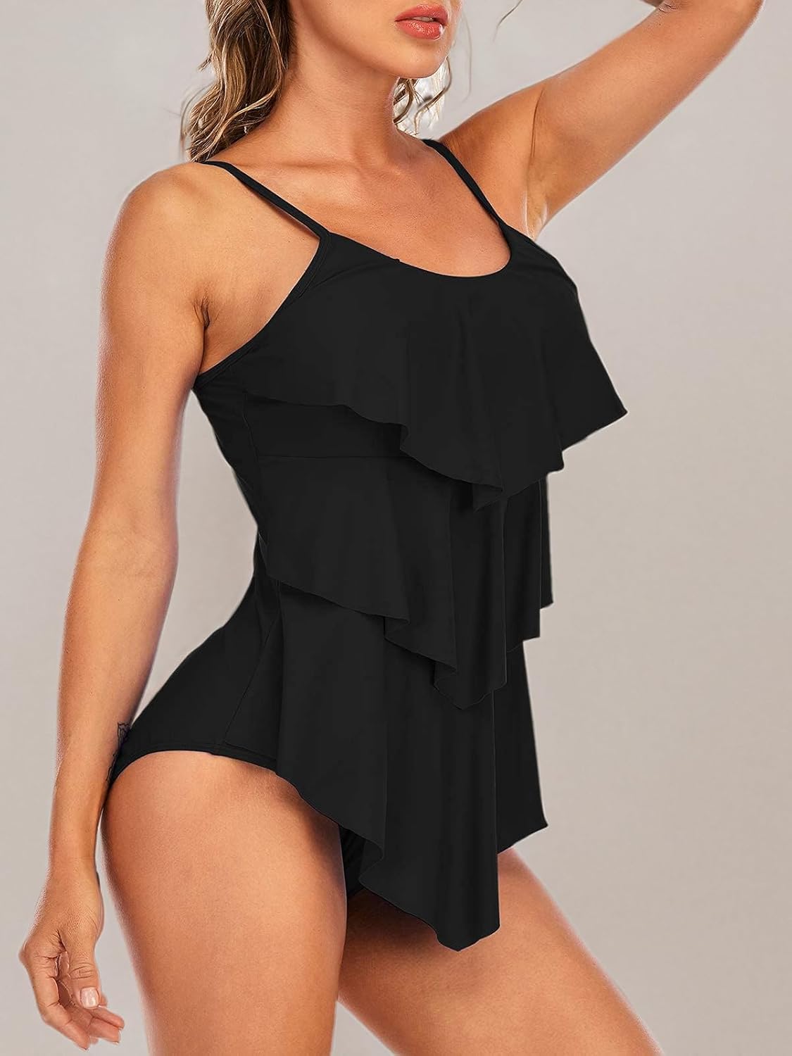 Century Star Womens Athletic One Piece Retro Flounce Swimsuits Ruffled Tiered Tummy Control Swimwear Plus Bathing Suits - Image 7
