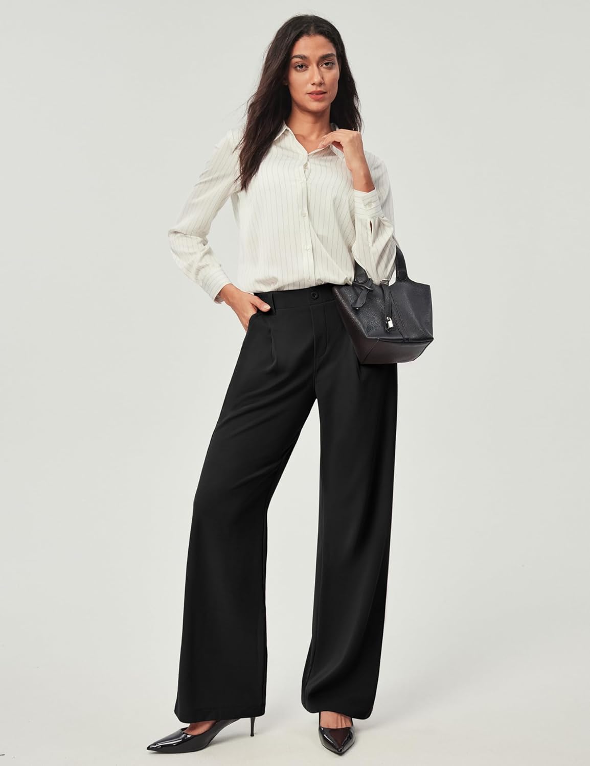 Ewedoos Wide Leg Pants Woman Stretchy Work Dress Pants Women Trendy 2026 Business Casual Outfits Comfort Fit Slacks Trousers - Image 3