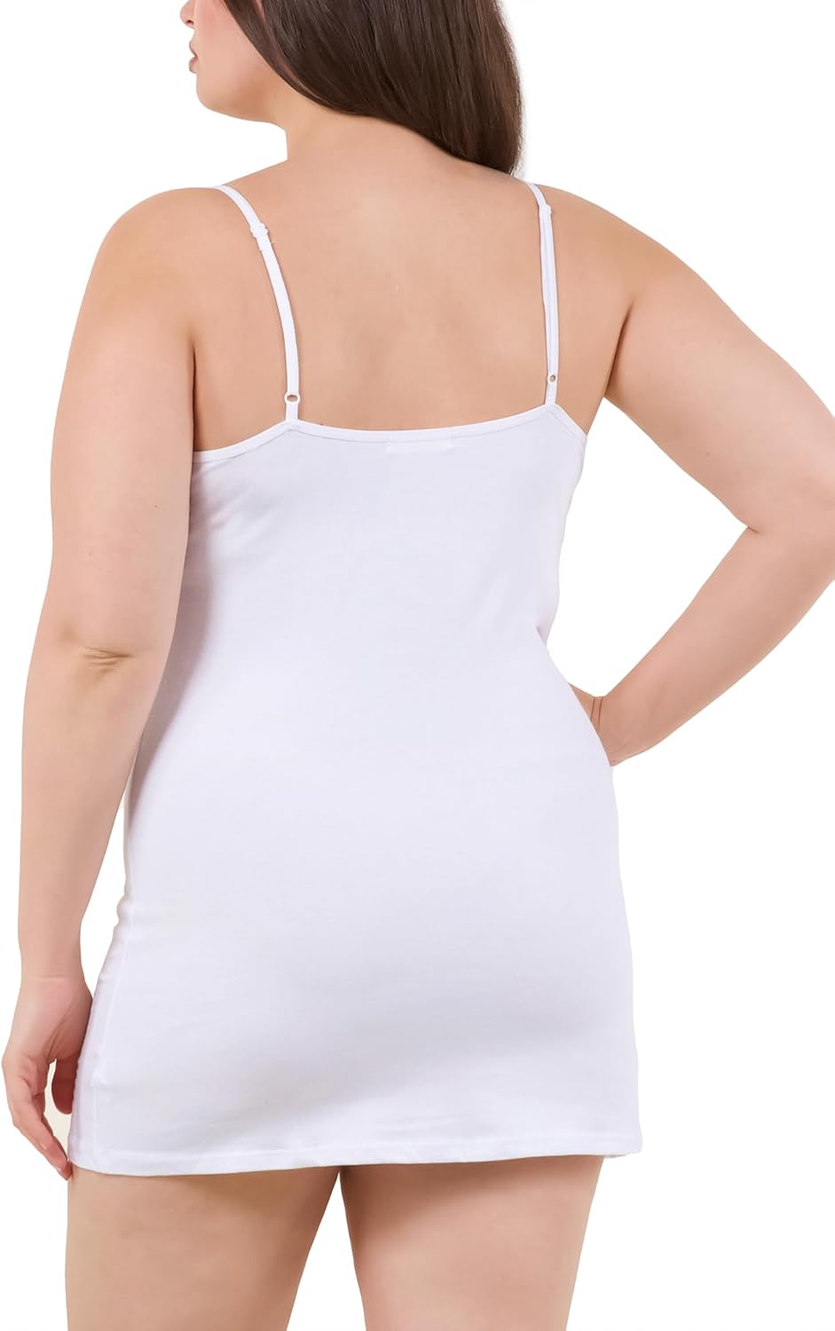 Long Cotton Camisole Spaghetti Strap Tank Top for Women Basic Cami Tops Womens Undershirts - Pack 1-4 - Image 4