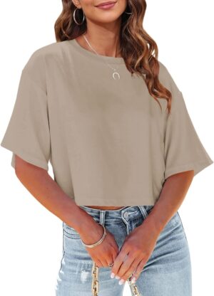 Tankaneo Women Half Sleeve Cropped ...