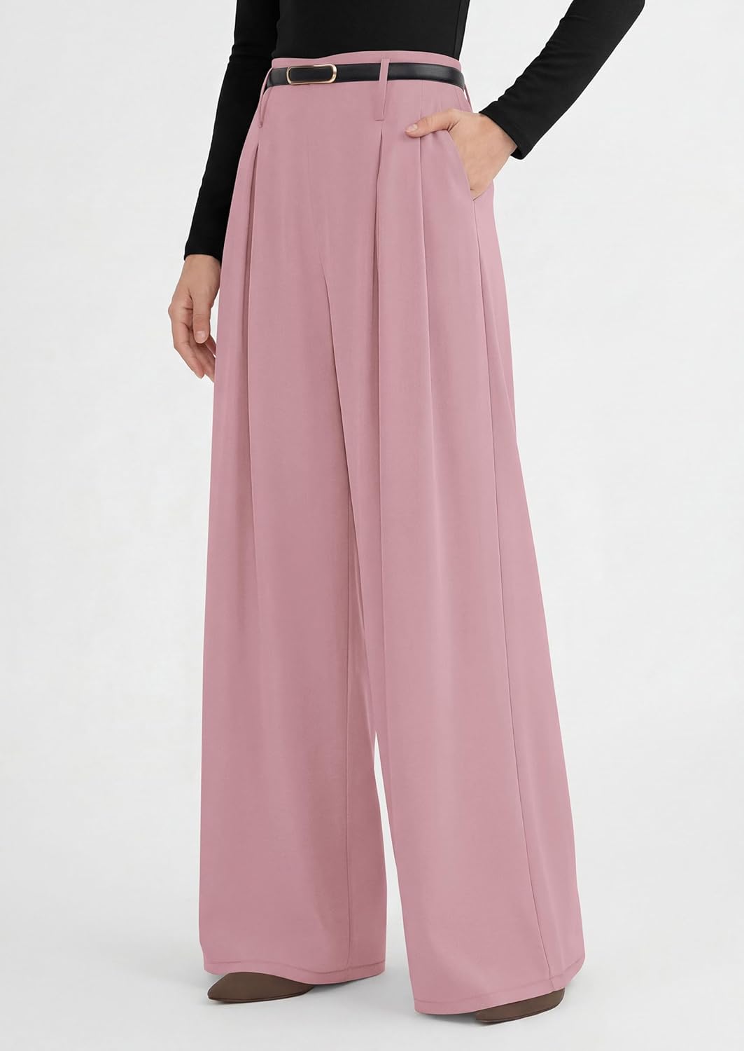 PRETTYGARDEN Womens Wide Leg Trousers 2026 Elastic High Waisted Dress Pants Pleated Slacks Flowy Business Work Palazzo Pants - Image 7
