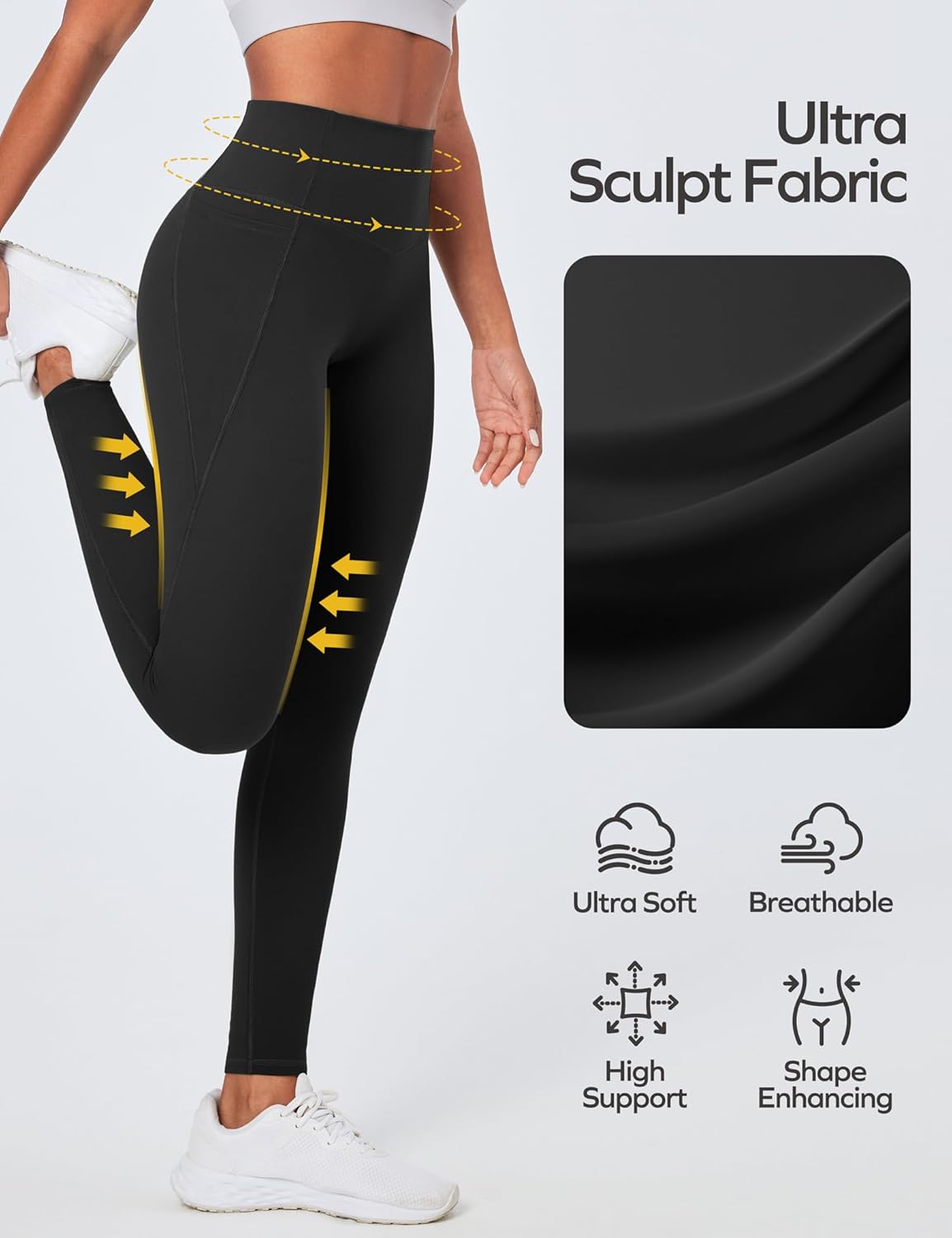 Ewedoos Compression Leggings for Women Tummy Control Leggings with Pockets Workout High Waisted No Front Seam Yoga Pants Gym - Image 5