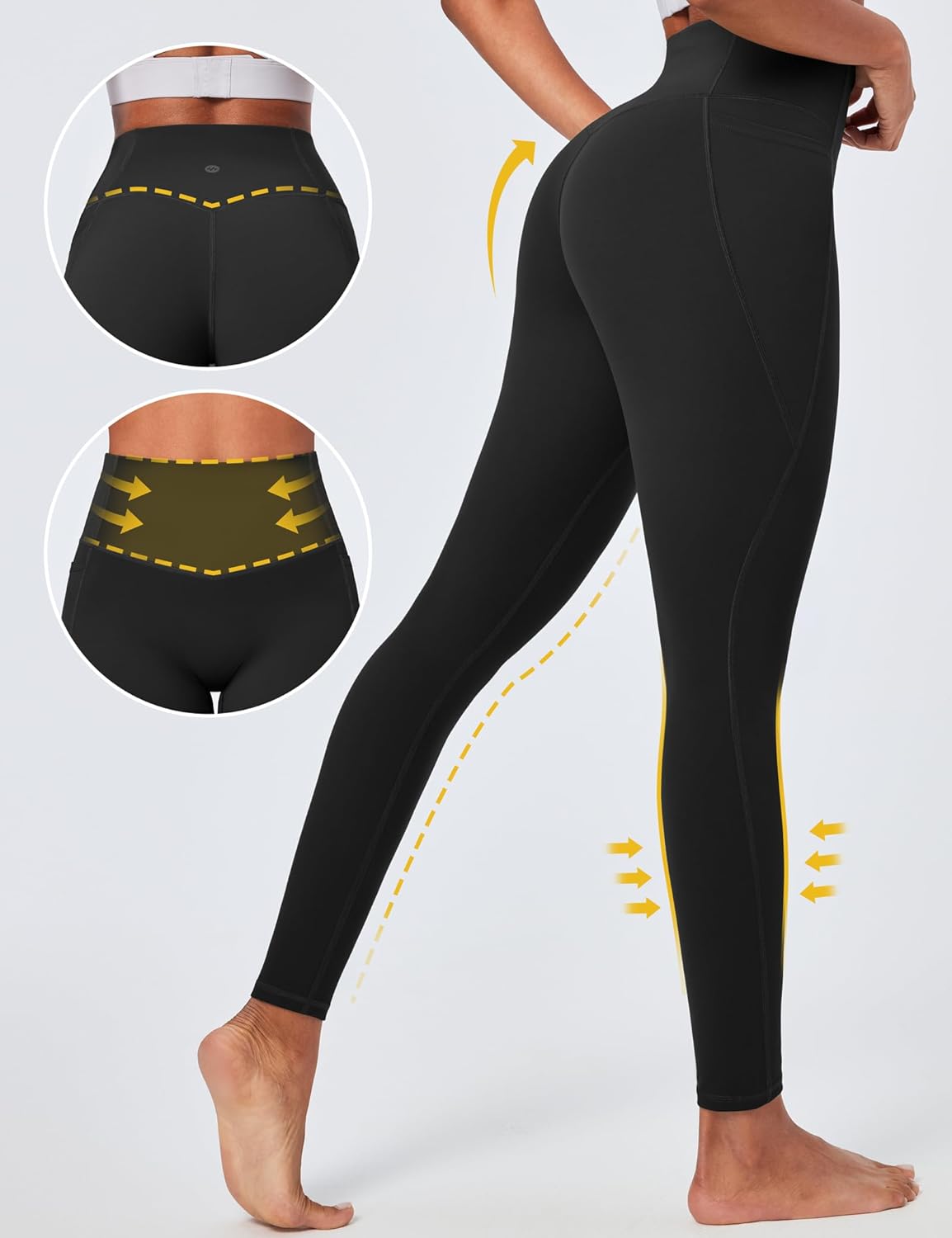 Ewedoos Compression Leggings for Women Tummy Control Leggings with Pockets Workout High Waisted No Front Seam Yoga Pants Gym - Image 3