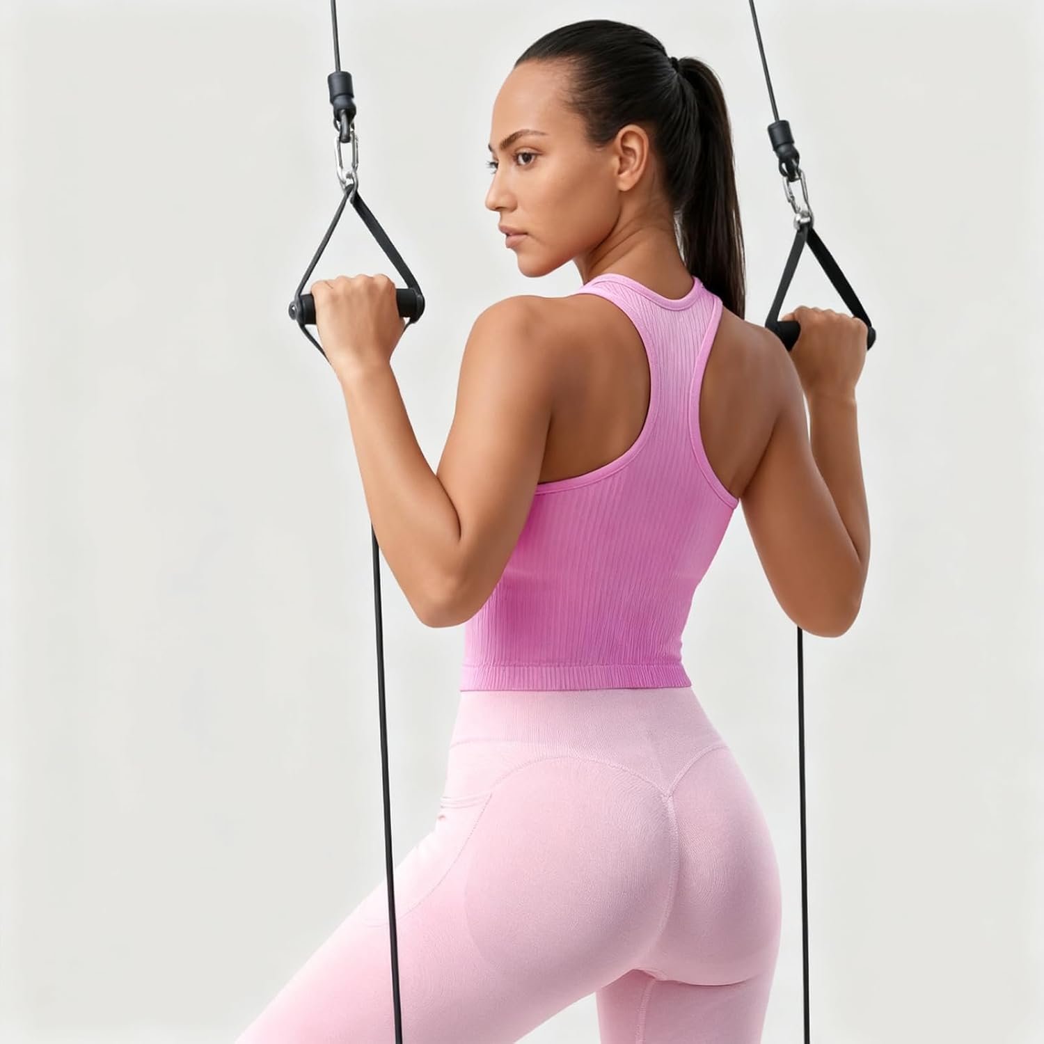 2/3/4 Packs Ribbed Racerback Tanks with Built in Bra for Women -Women’s Seamless Crop Tops Camisole Sport Bra - Image 5