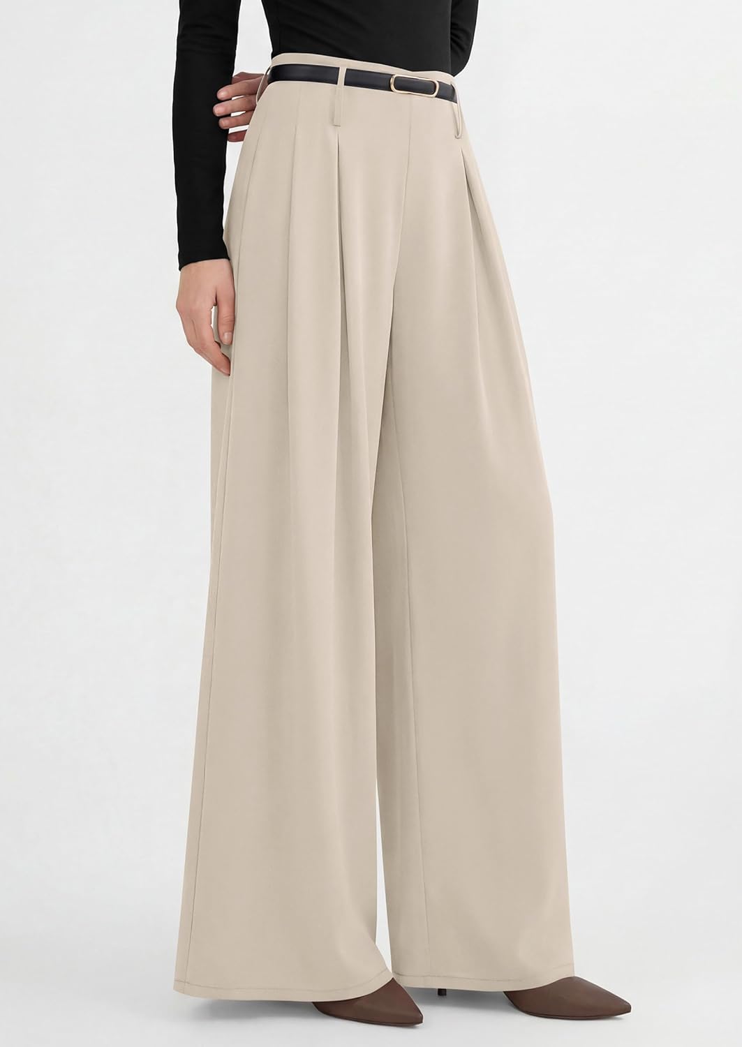 PRETTYGARDEN Womens Wide Leg Trousers 2026 Elastic High Waisted Dress Pants Pleated Slacks Flowy Business Work Palazzo Pants - Image 3