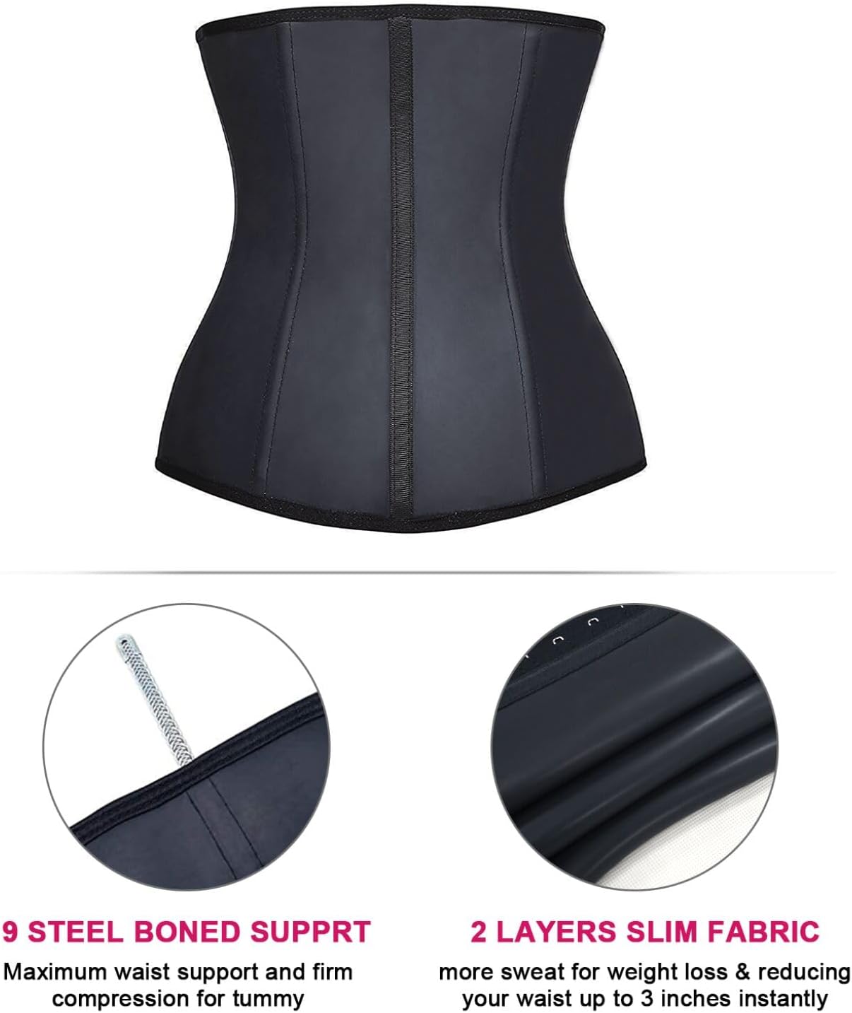 YIANNA Women's Underbust Latex Sport Girdle Waist Trainer Corsets Hourglass Body Shaper - Image 4
