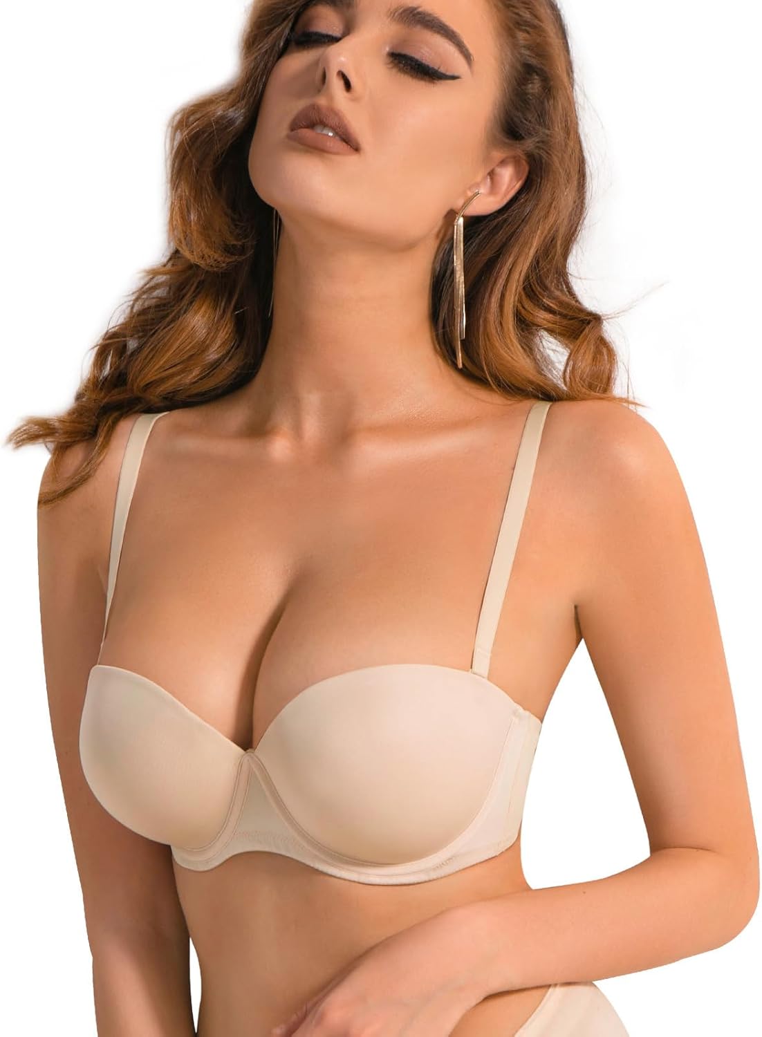 Plusexy Women's Push Up Strapless Bra Thick Padded Underwire Convertible Multiway Bras - Image 4