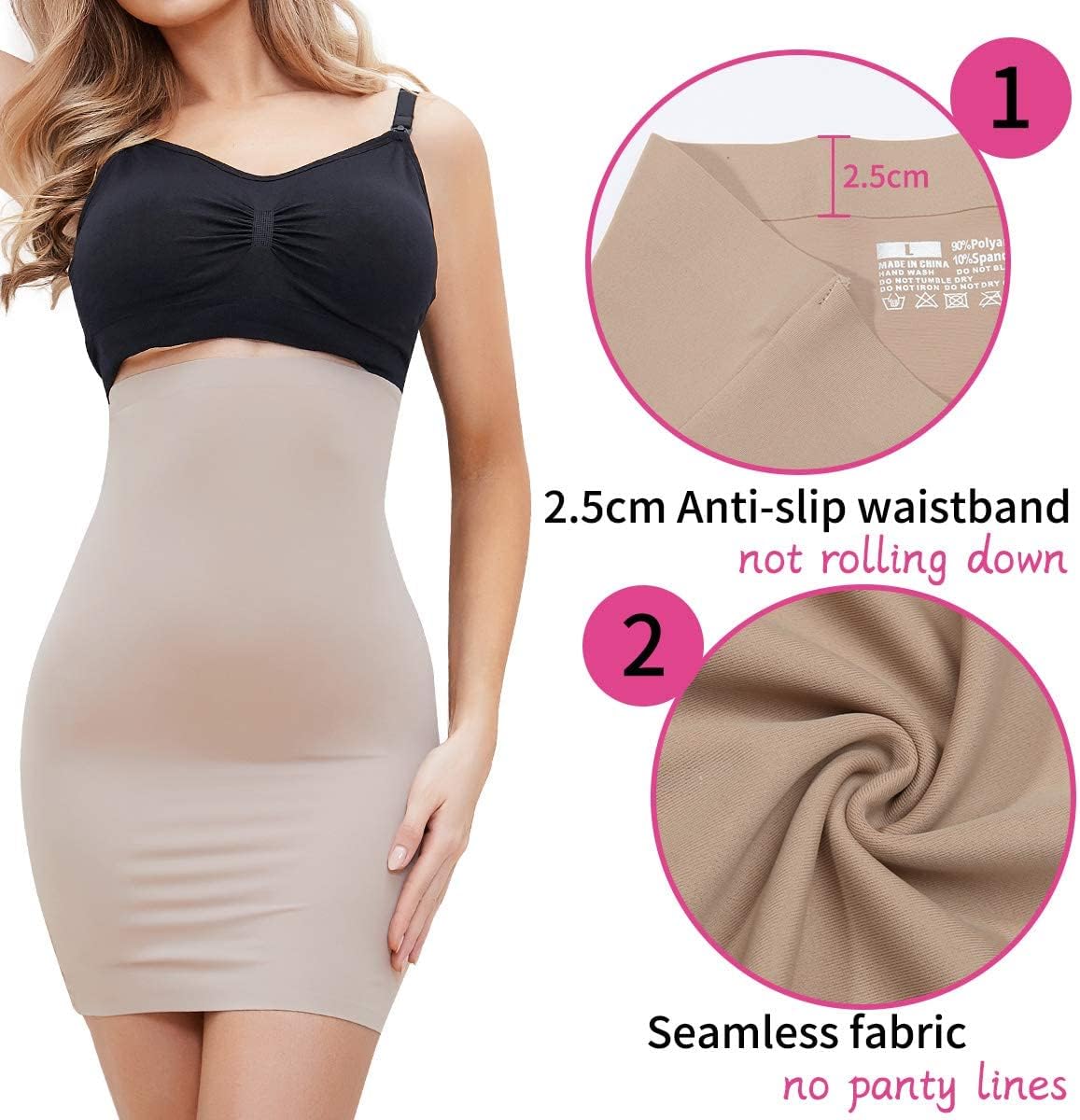SLIMBELLE Half Slips Shaper Cool Comfort Seamless Slip Shapewear Under Dress Tight Skirt Undergarments - Image 3