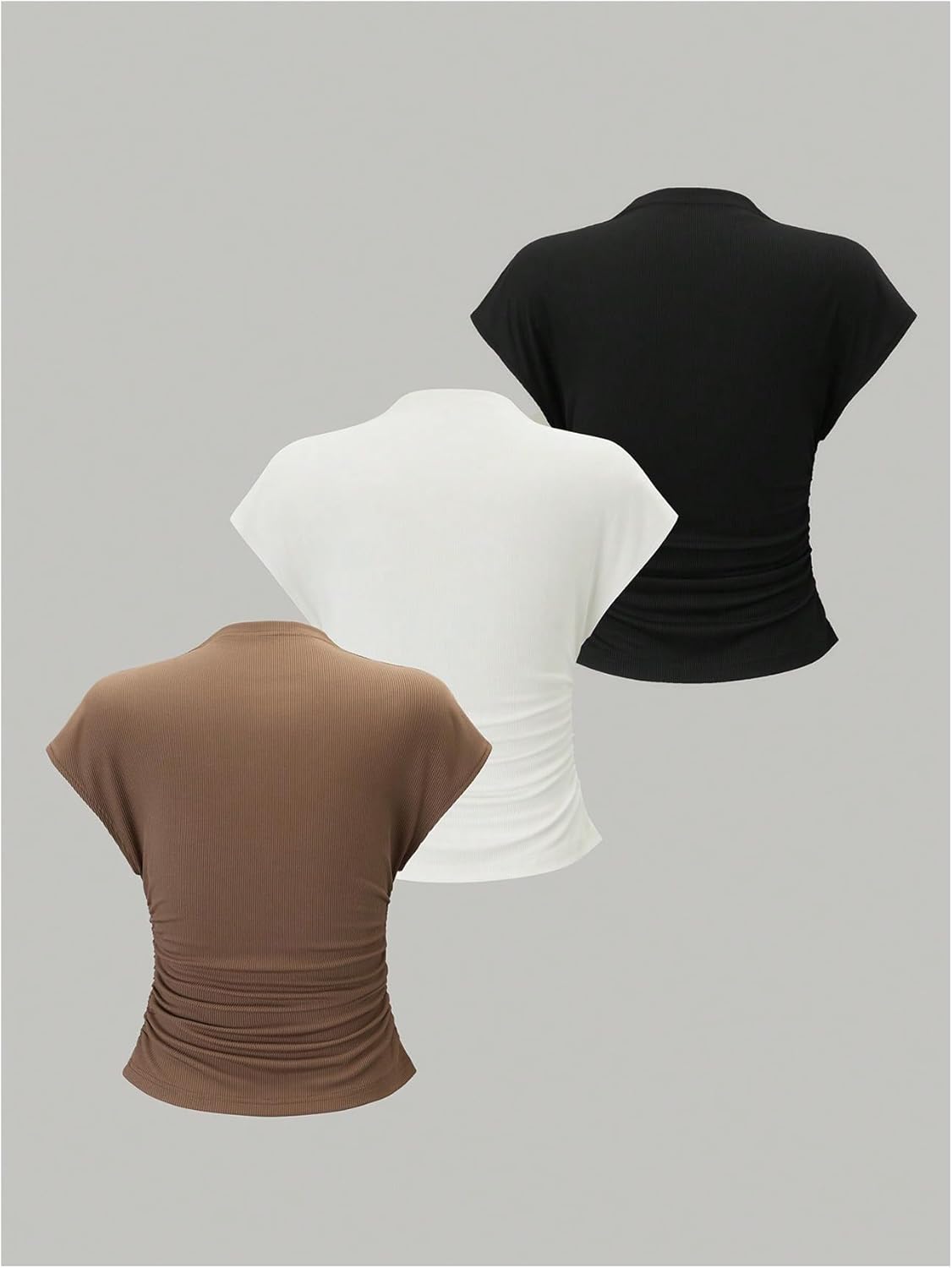 OYOANGLE Women's 3 Pack Business Casual Outfits Mock Neck Ribbed Tank Tops Work Shirts - Image 2