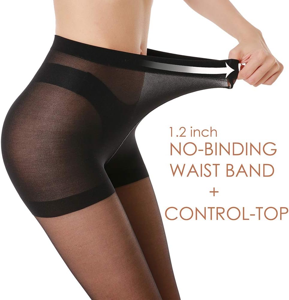 G&Y 3 Pairs Women's Sheer Tights - 20D Control Top Pantyhose with Reinforced Toes - Image 3