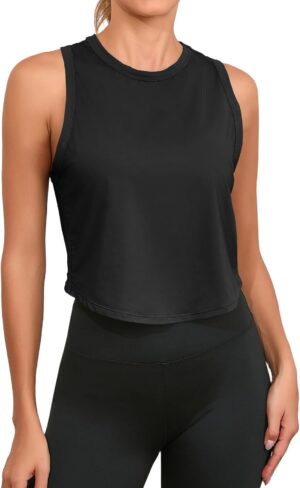 Fisoew Womens Workout Cropped Tank ...