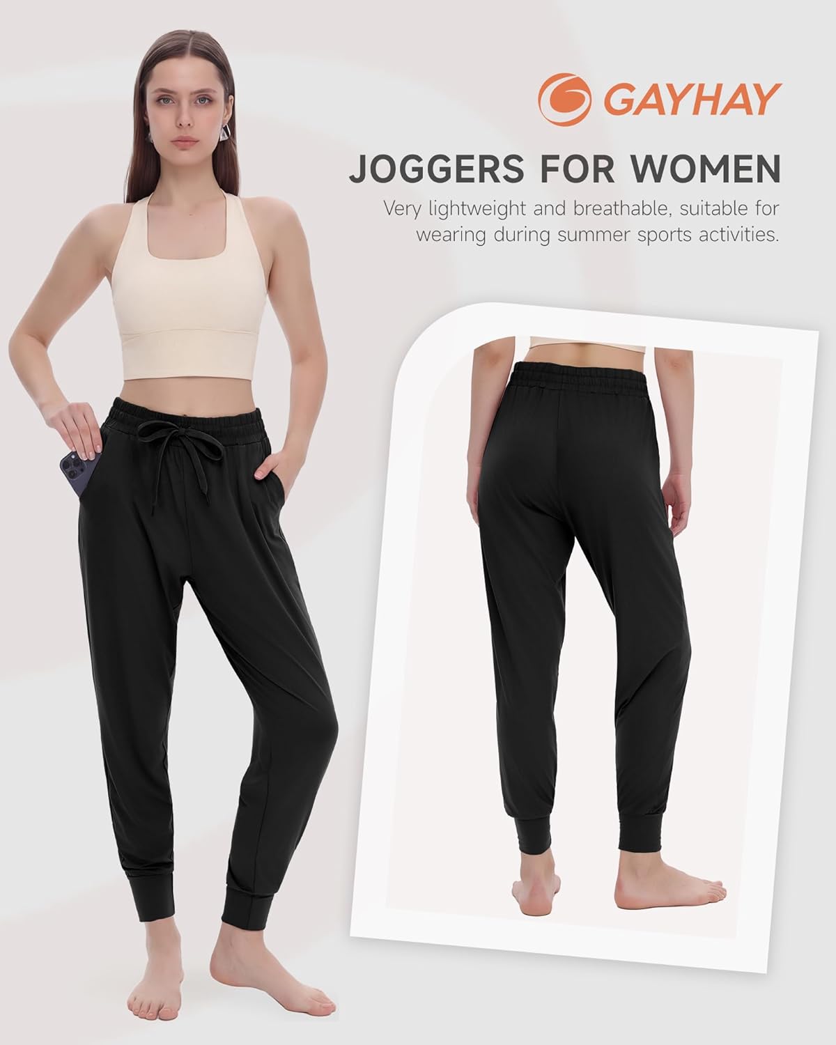 GAYHAY Joggers for Women with Pockets - Womens Sweatpants Lightweight Yoga Lounge Pants for Athletic Workout Gym Running - Image 3