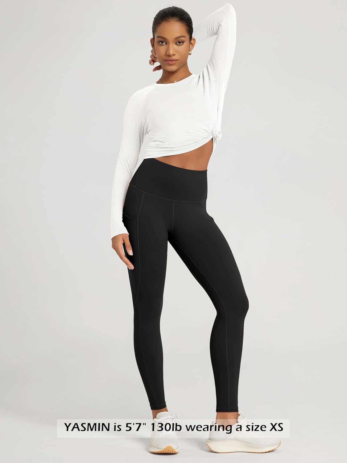ODODOS Women's High Waisted Yoga Leggings with Pockets, Tummy Control Non See Through Workout Athletic Running Yoga Pants - Image 3