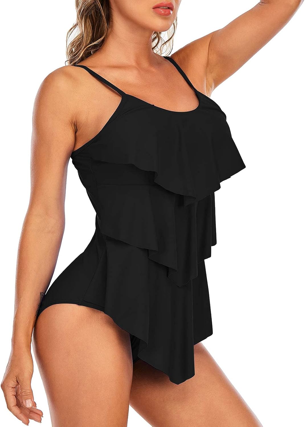 Century Star Womens Athletic One Piece Retro Flounce Swimsuits Ruffled Tiered Tummy Control Swimwear Plus Bathing Suits - Image 3