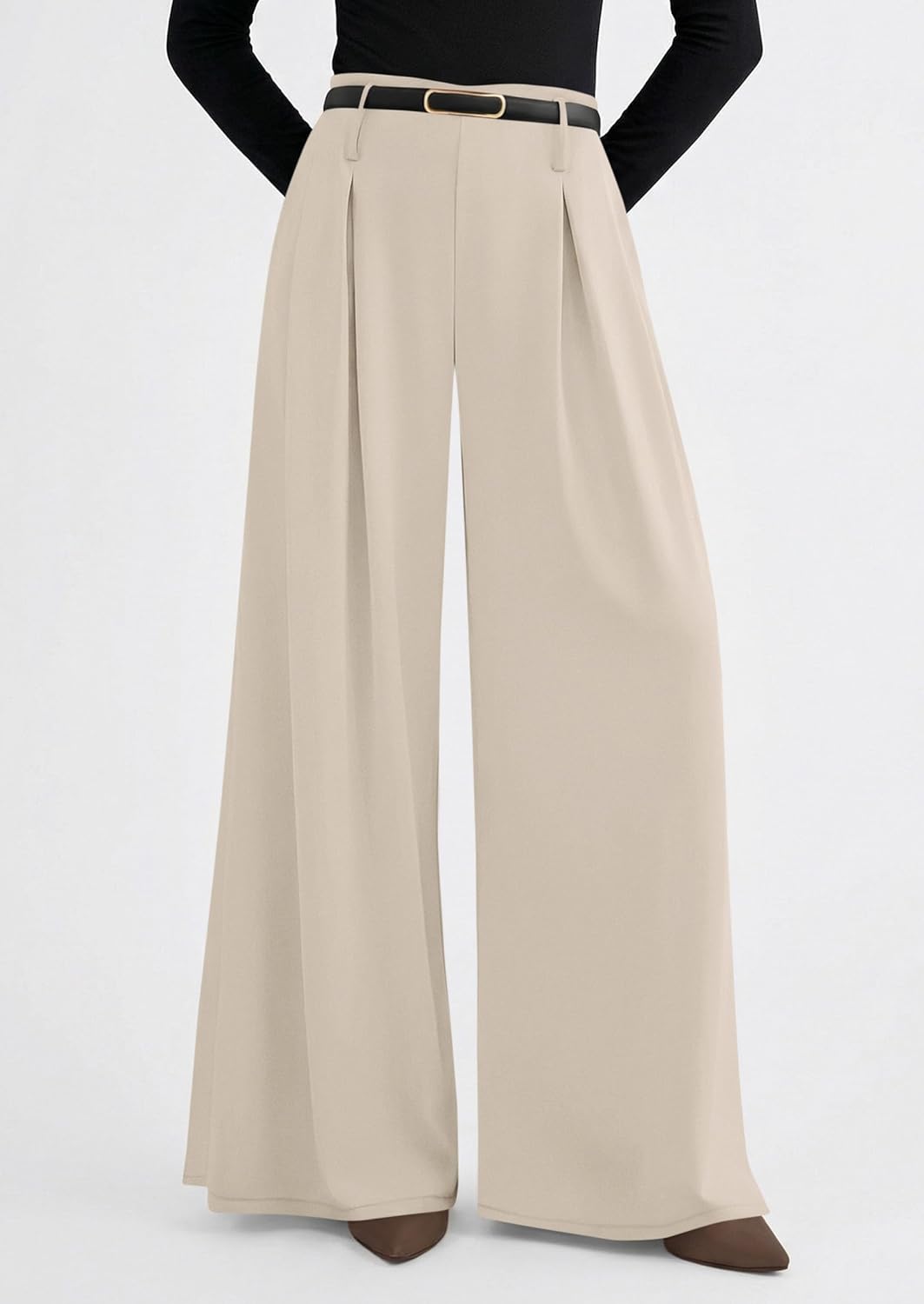 PRETTYGARDEN Womens Wide Leg Trousers 2026 Elastic High Waisted Dress Pants Pleated Slacks Flowy Business Work Palazzo Pants - Image 8
